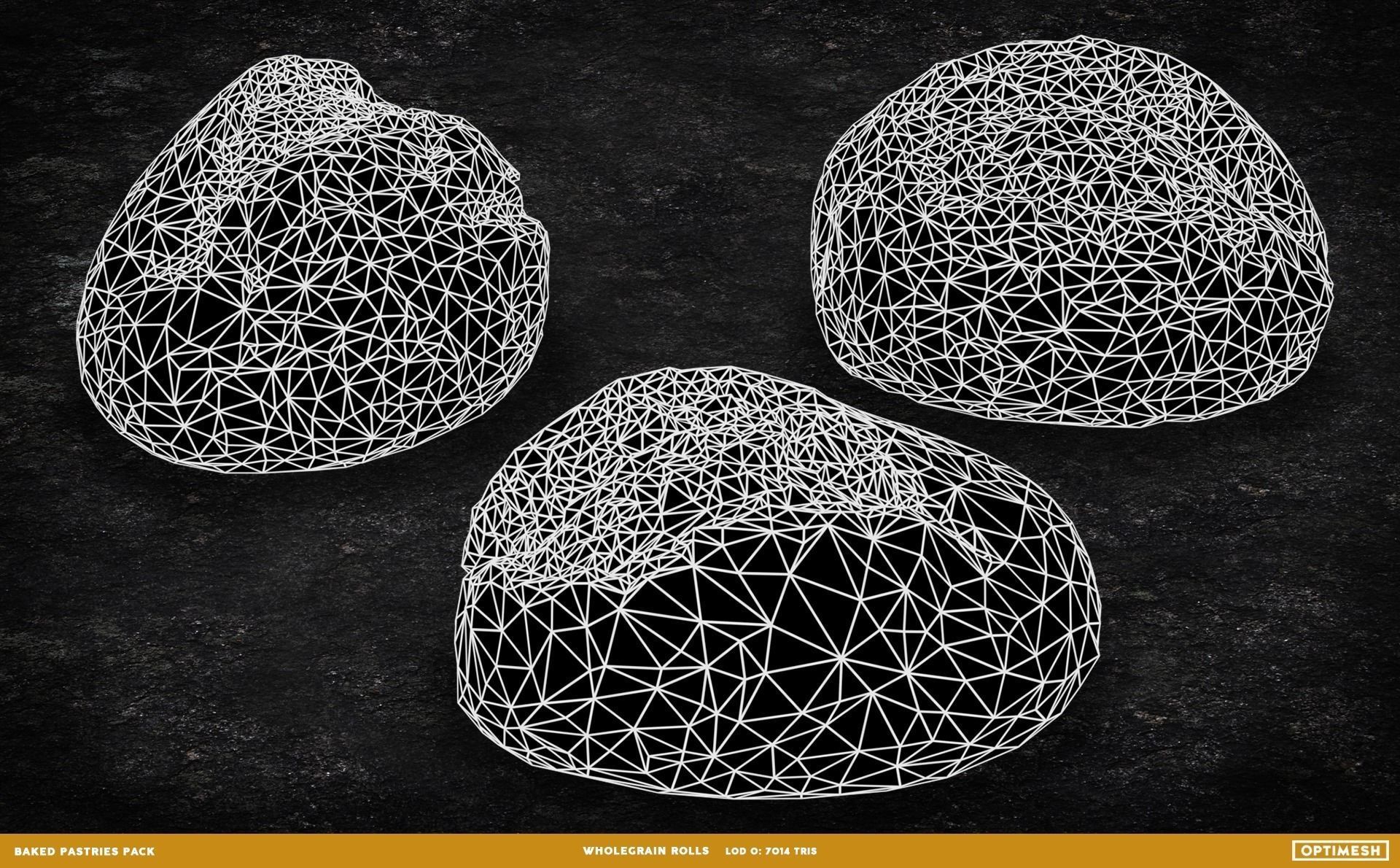 Baked Pastries Bread Buns Rolls 3D PBR Pack Low-poly 3D model_30