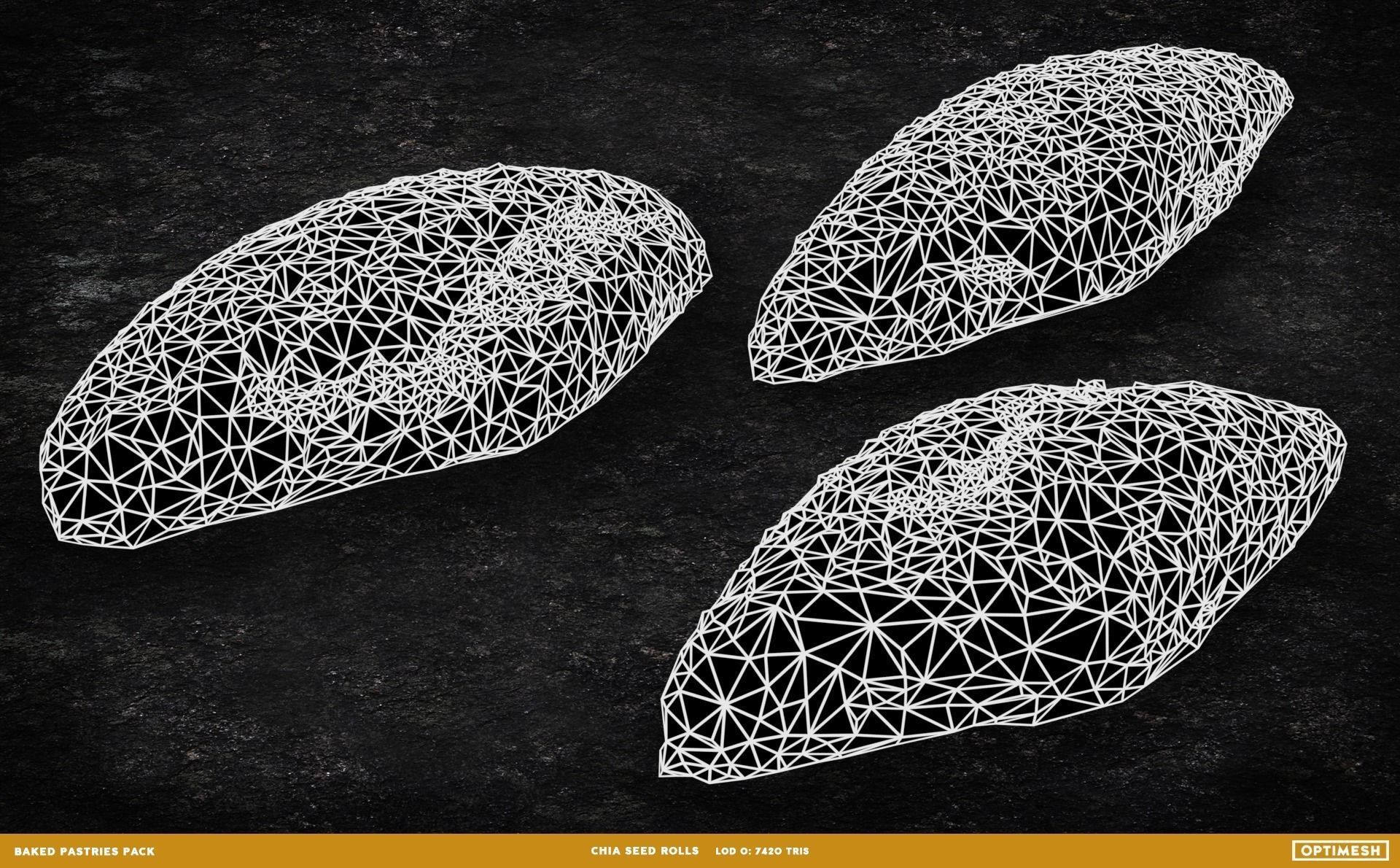 Baked Pastries Bread Buns Rolls 3D PBR Pack Low-poly 3D model_22