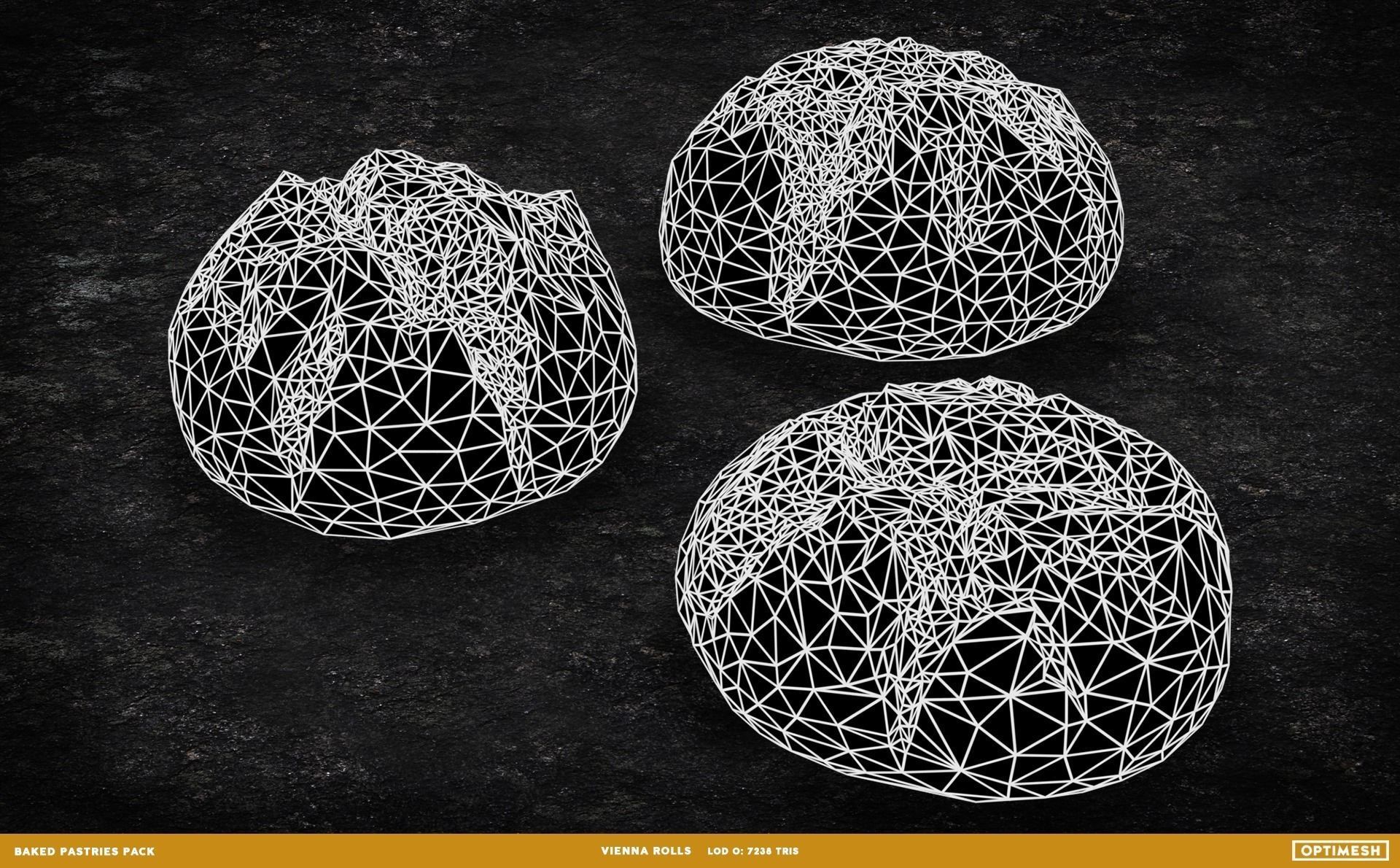 Baked Pastries Bread Buns Rolls 3D PBR Pack Low-poly 3D model_32