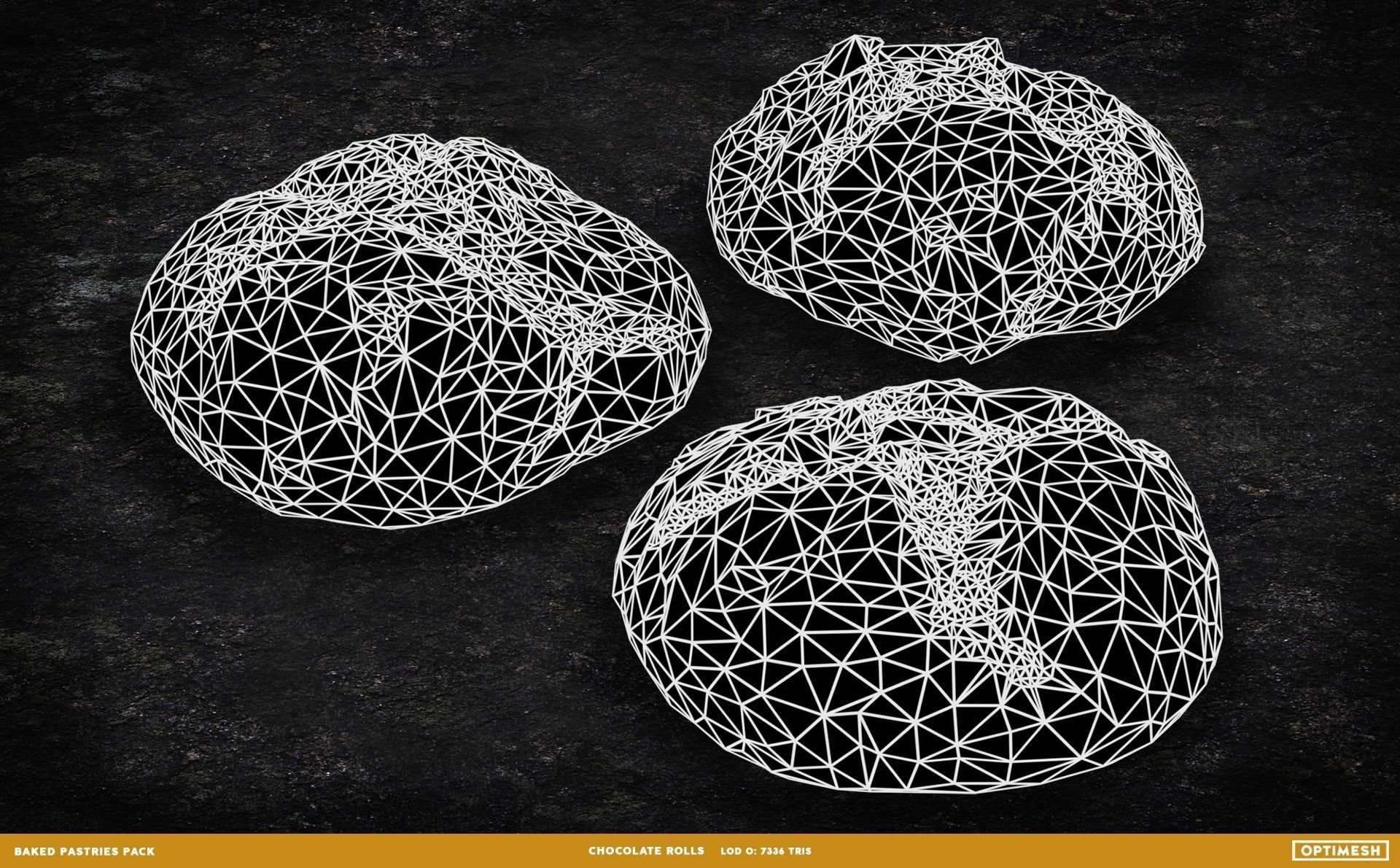 Baked Pastries Bread Buns Rolls 3D PBR Pack Low-poly 3D model_24