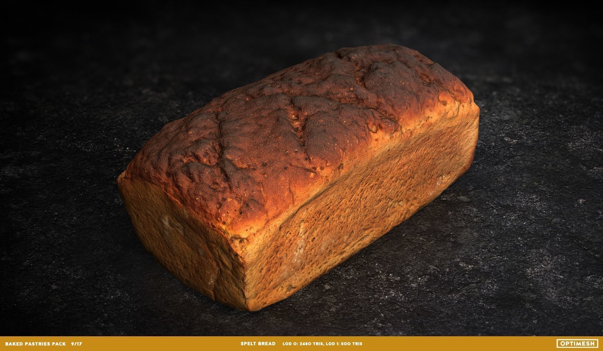 Baked Pastries Bread Buns Rolls 3D PBR Pack Low-poly 3D model_9