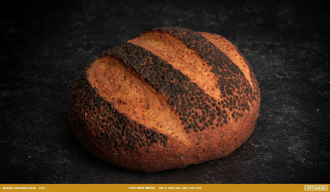 Baked Pastries Bread Buns Rolls 3D PBR Pack Low-poly 3D model 7