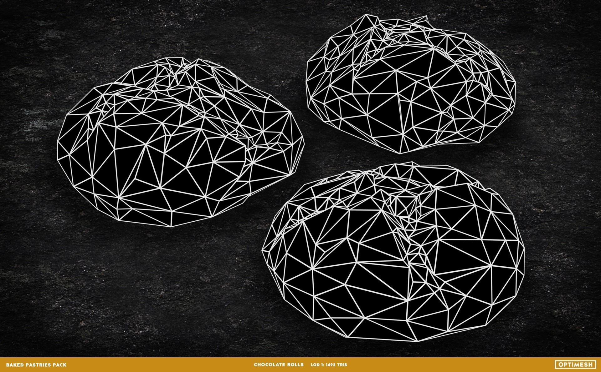 Baked Pastries Bread Buns Rolls 3D PBR Pack Low-poly 3D model_25