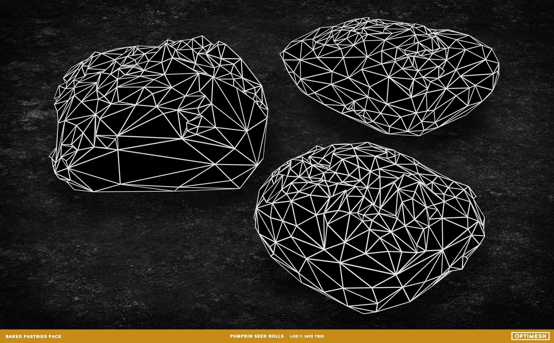 Baked Pastries Bread Buns Rolls 3D PBR Pack Low-poly 3D model_29