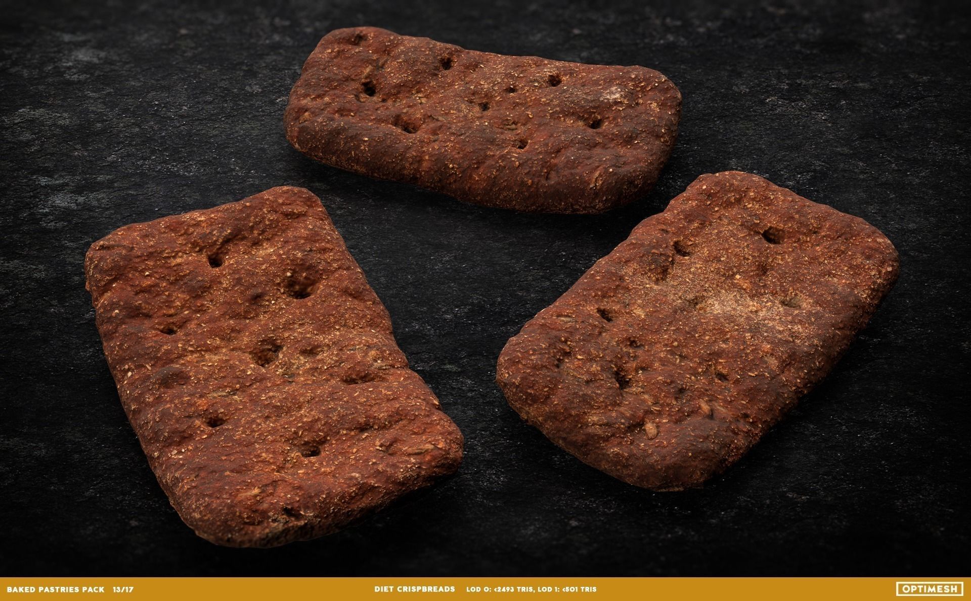 Baked Pastries Bread Buns Rolls 3D PBR Pack Low-poly 3D model_13