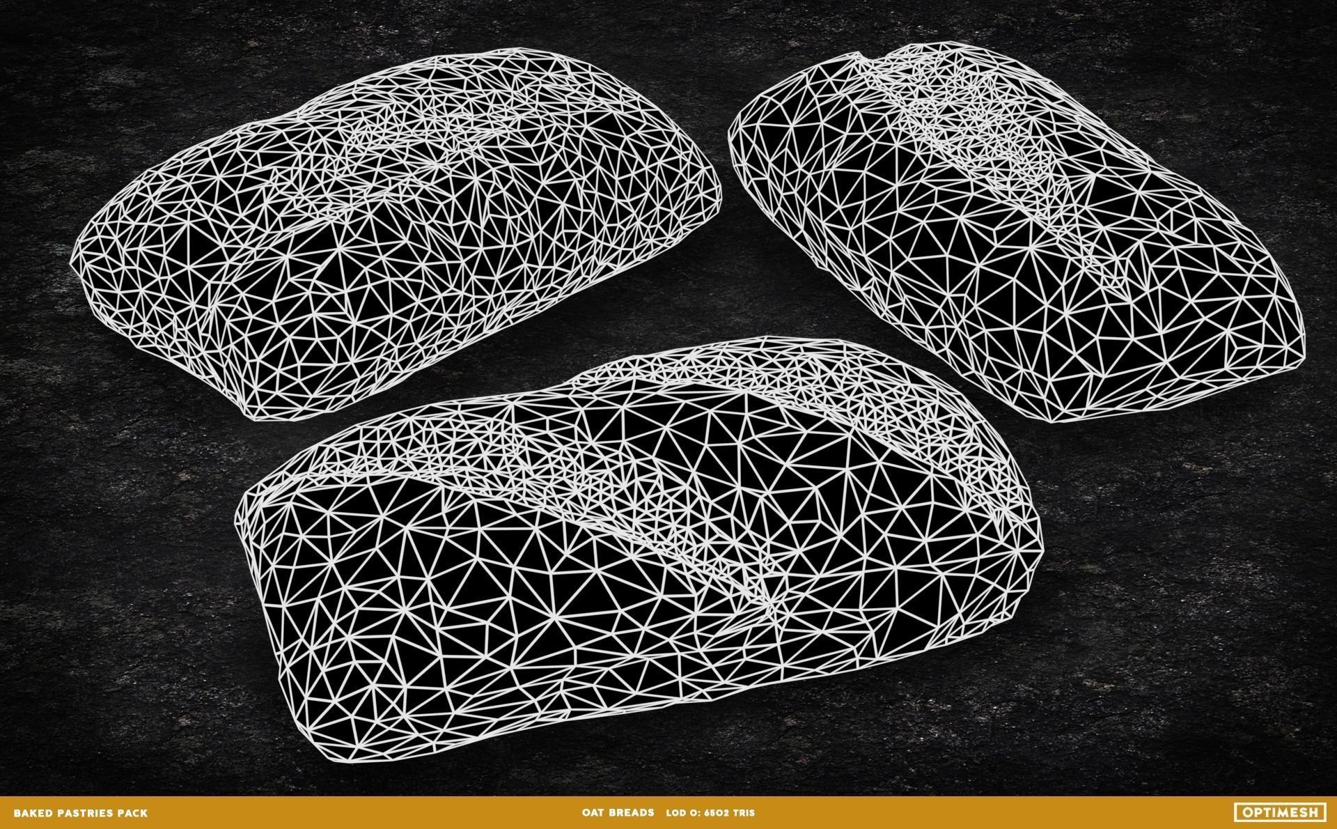 Baked Pastries Bread Buns Rolls 3D PBR Pack Low-poly 3D model_34