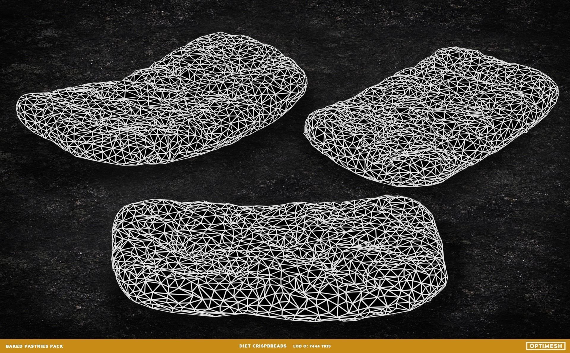 Baked Pastries Bread Buns Rolls 3D PBR Pack Low-poly 3D model_26