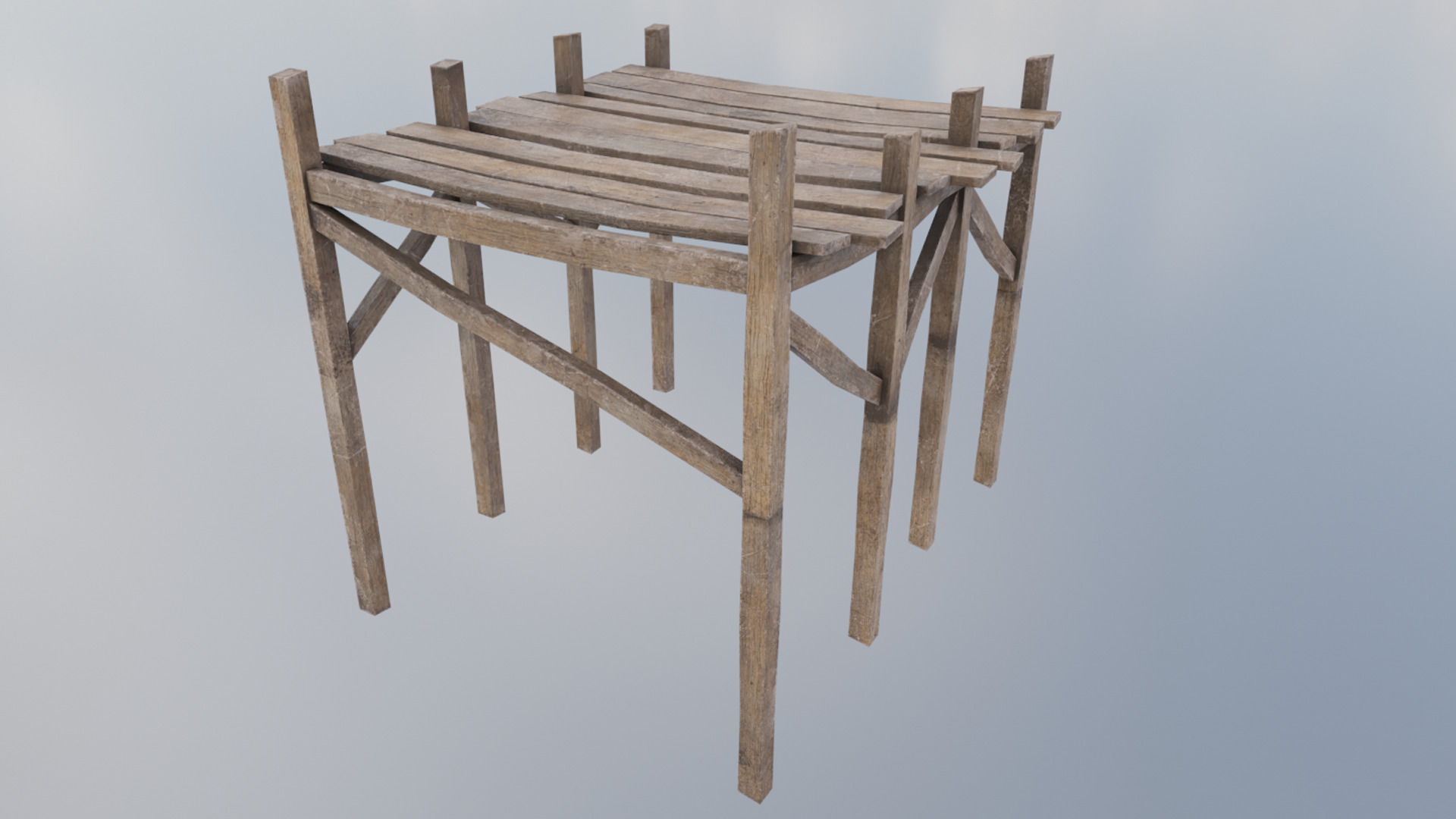 Wood Pier Low-poly 3D model_1