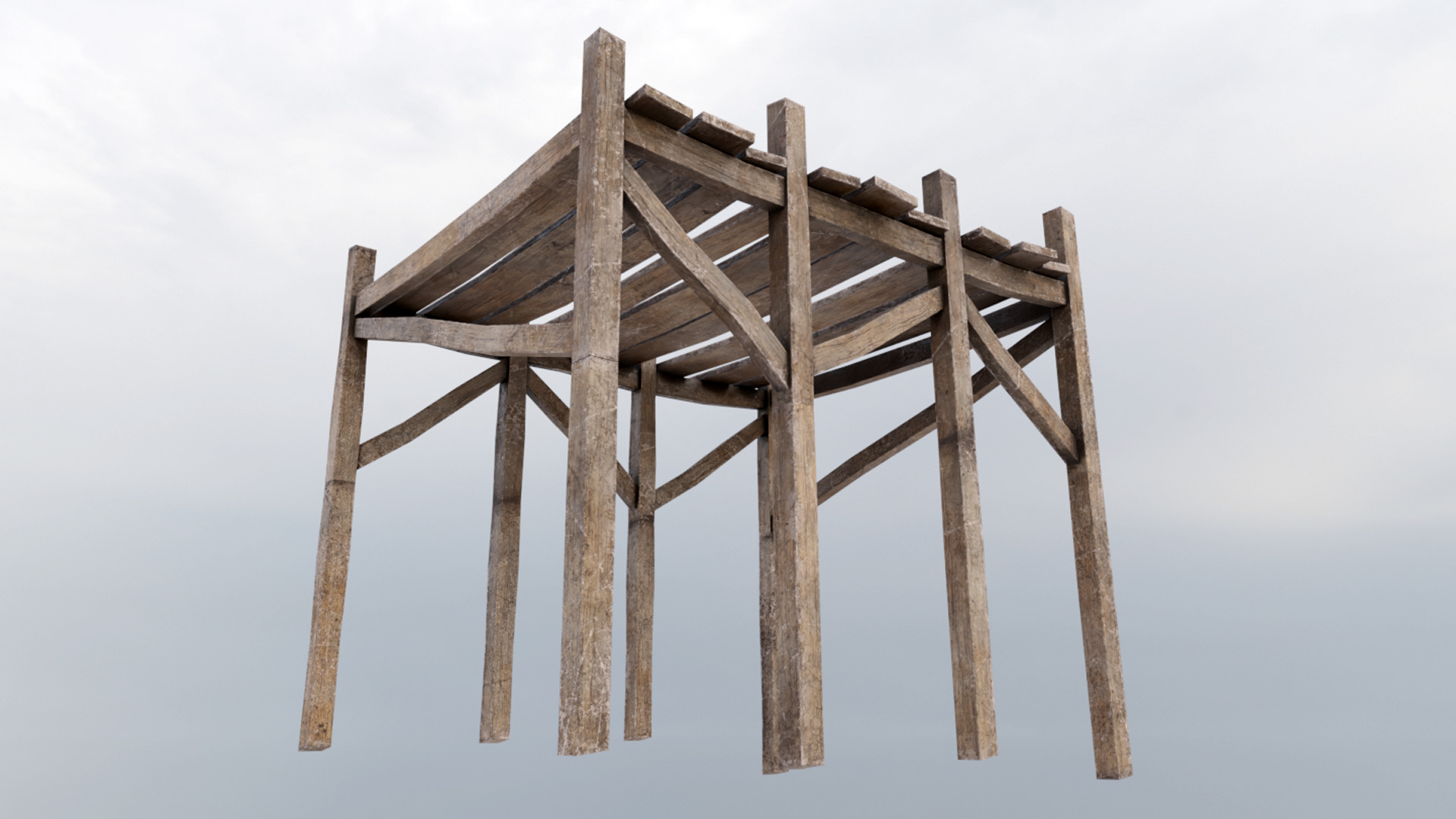 Wood Pier Low-poly 3D model_3