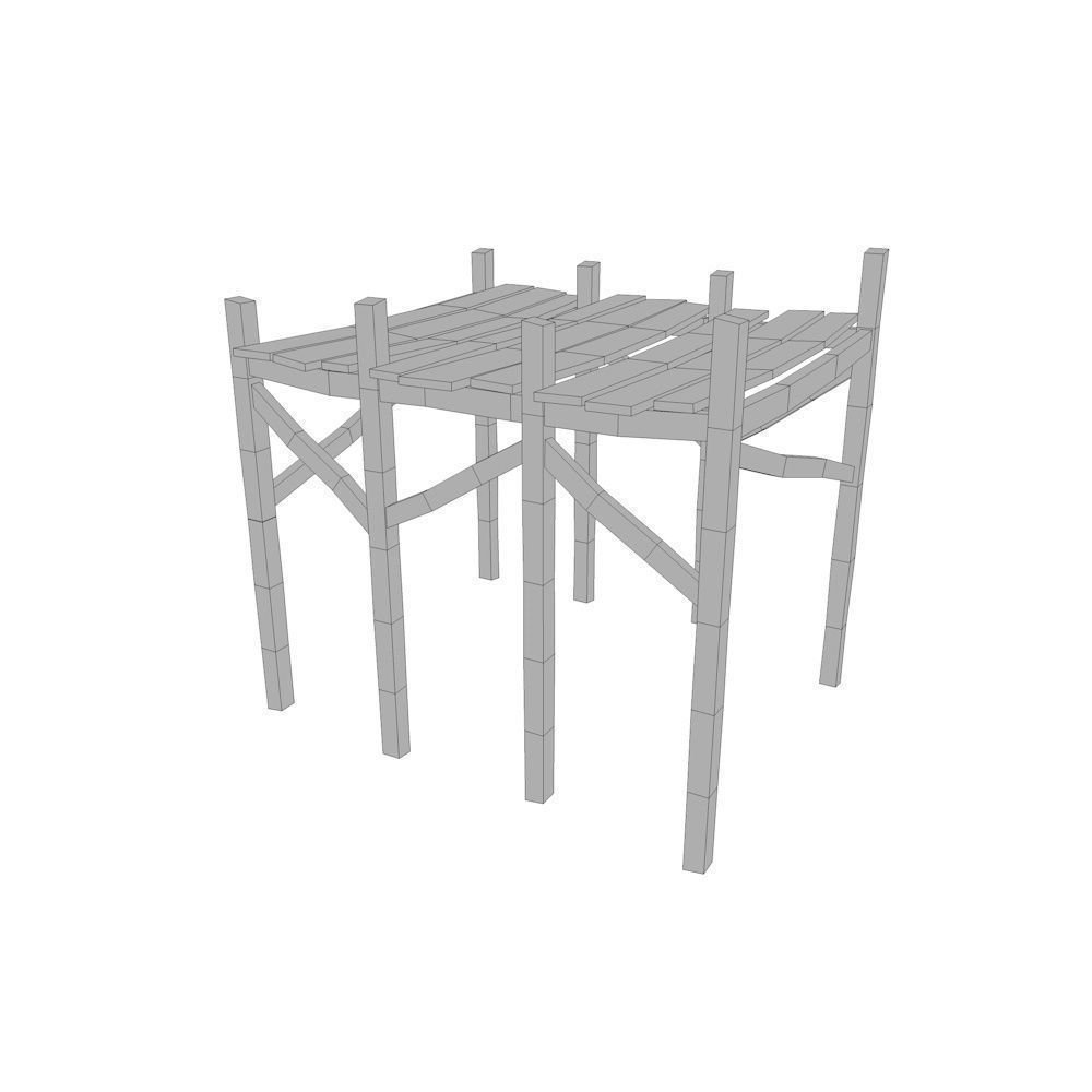 Wood Pier Low-poly 3D model_4