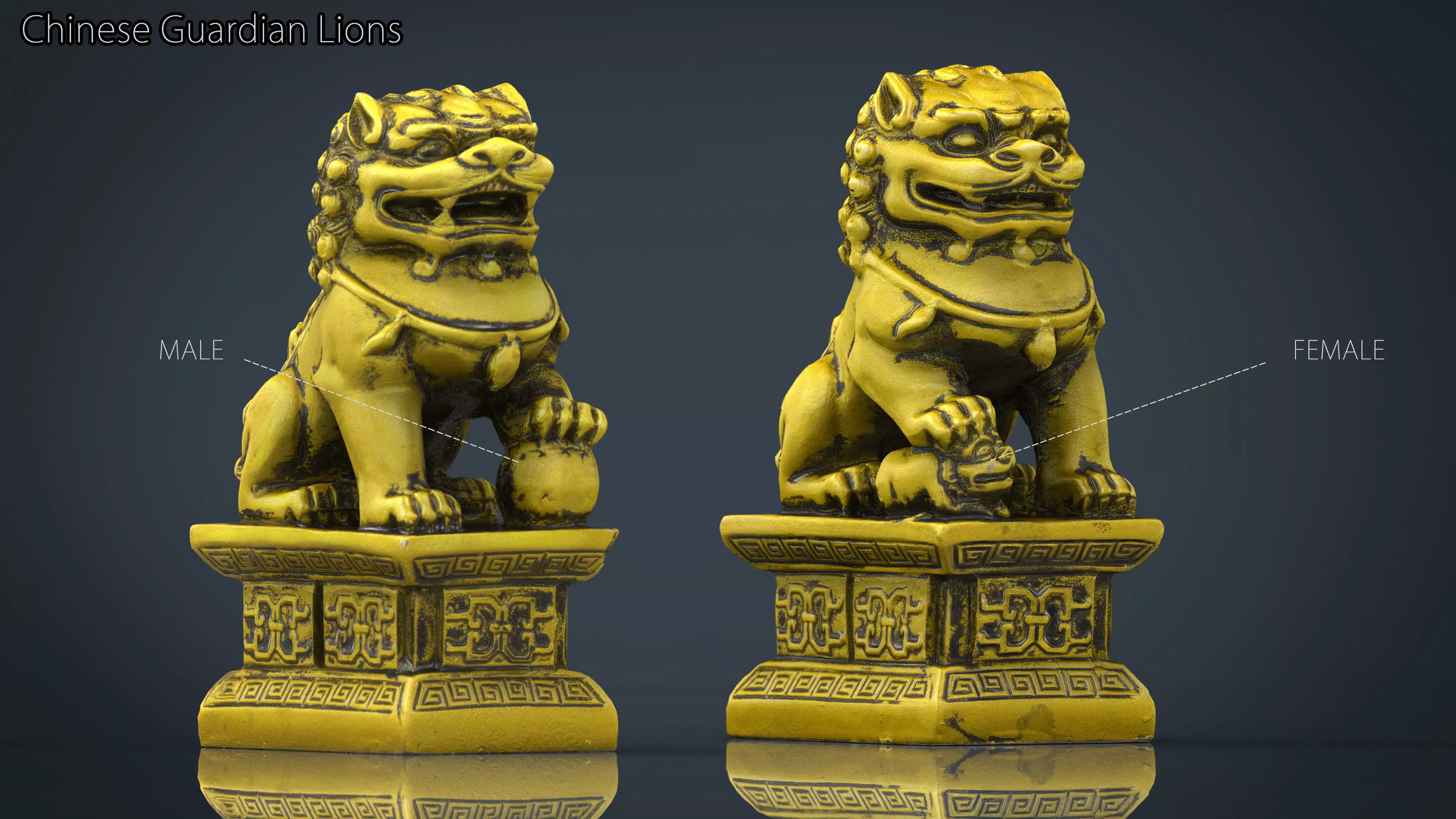 FU LIONS Low-poly 3D model_0