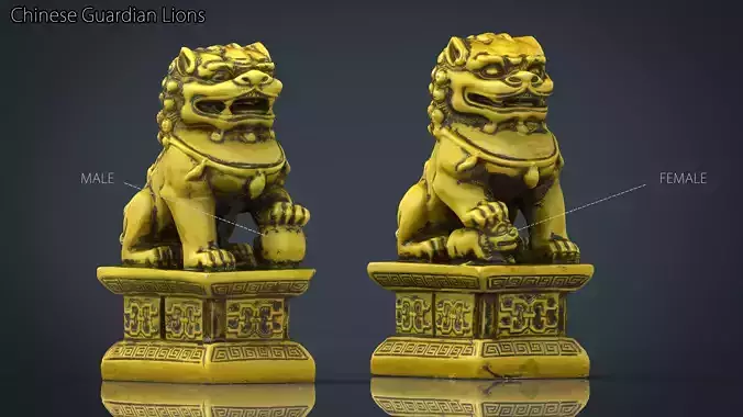 FU LIONS Low-poly 3D model