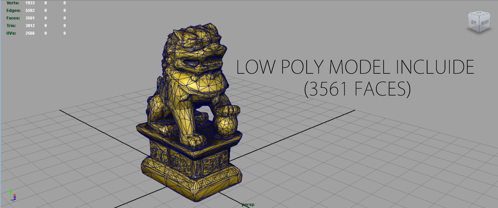 FU LIONS Low-poly 3D model_6