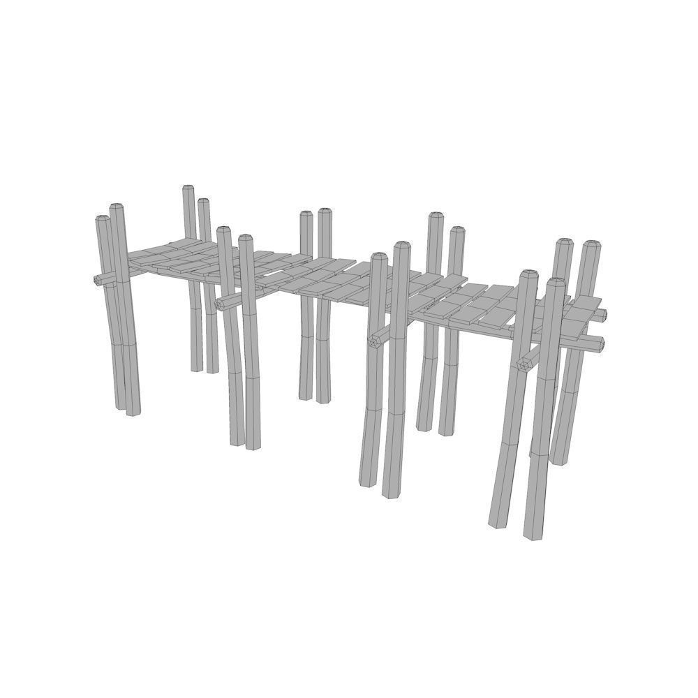 Wood Pier Low-poly 3D model_4
