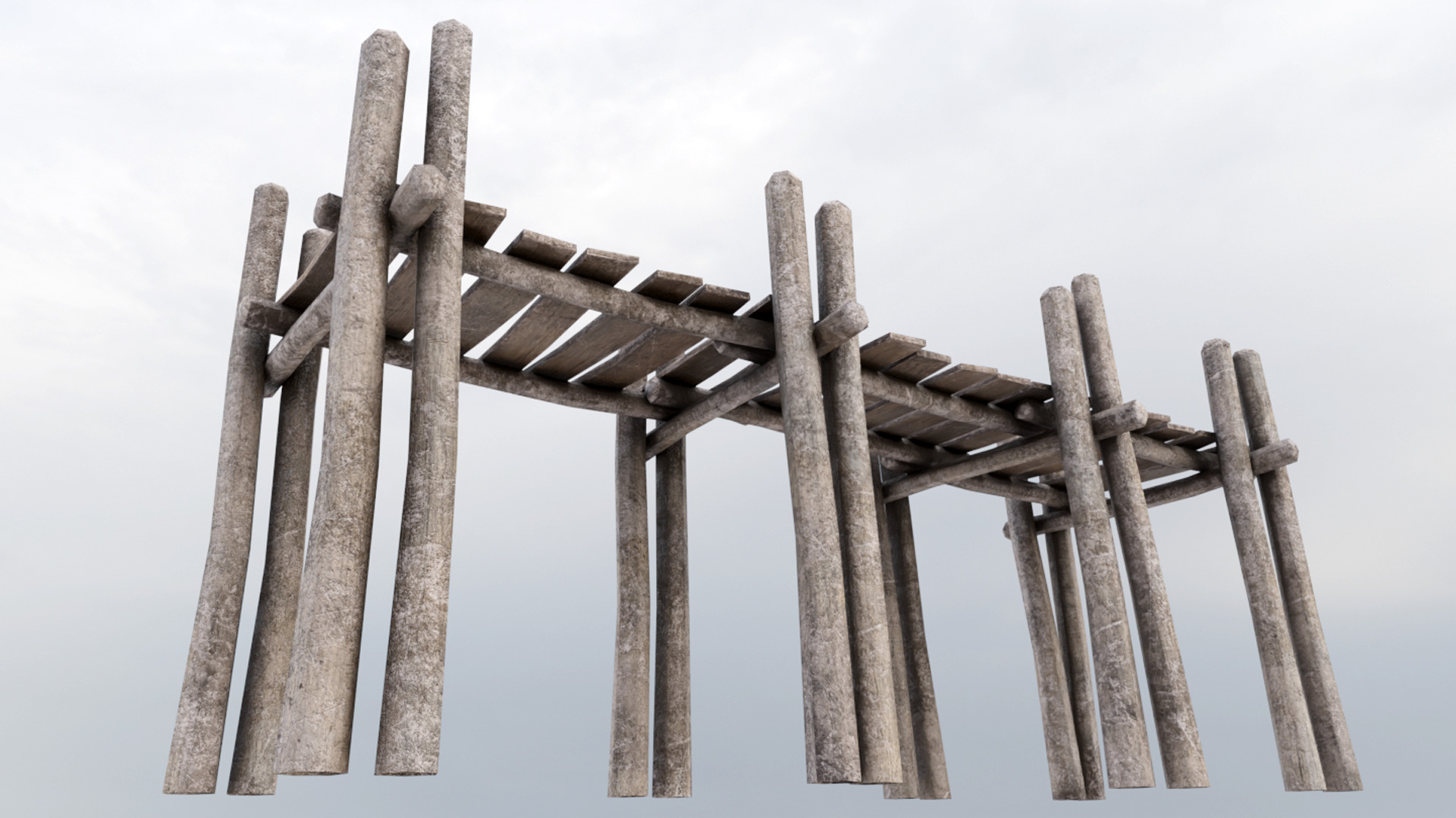 Wood Pier Low-poly 3D model_3