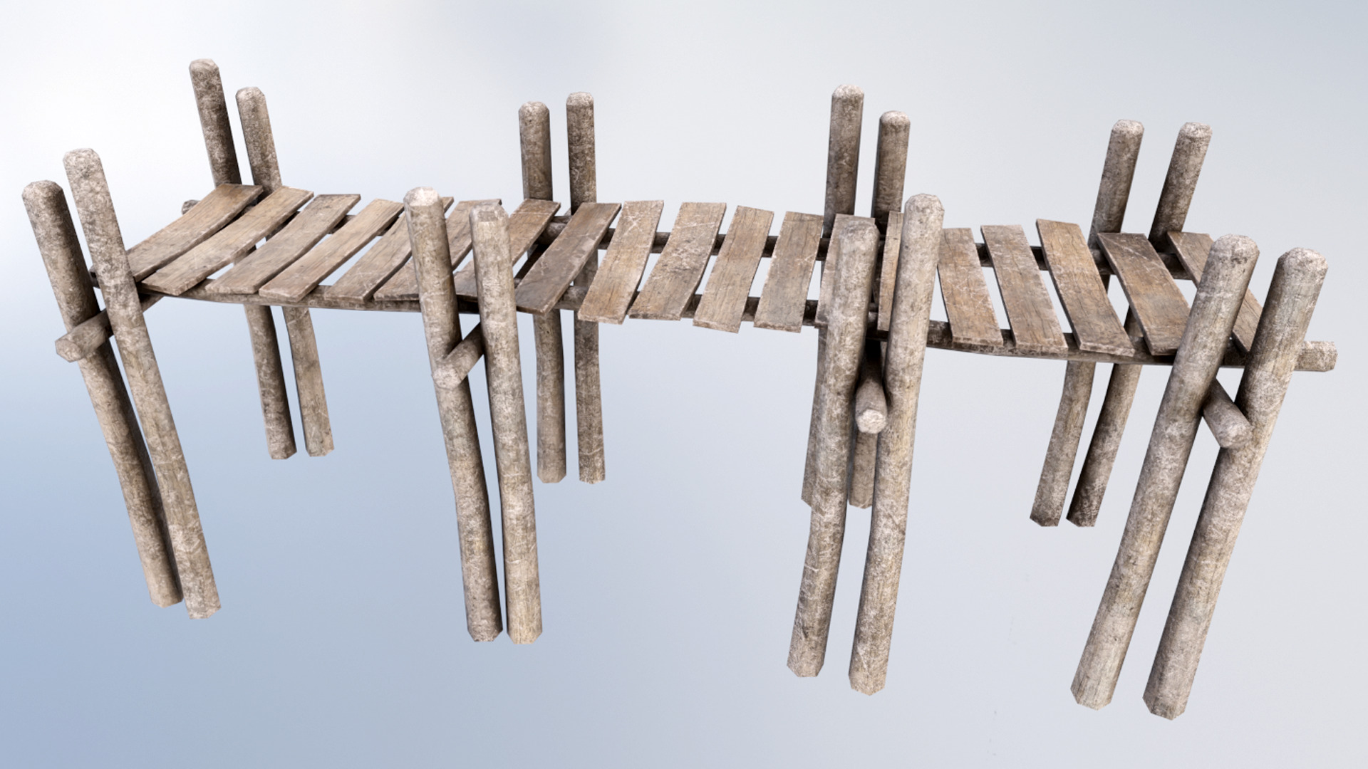 Wood Pier Low-poly 3D model_1