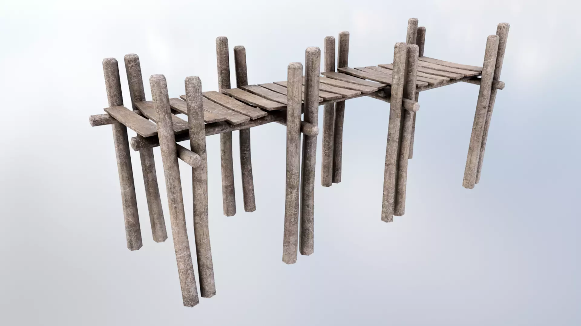 Wood Pier Low-poly 3D model_0