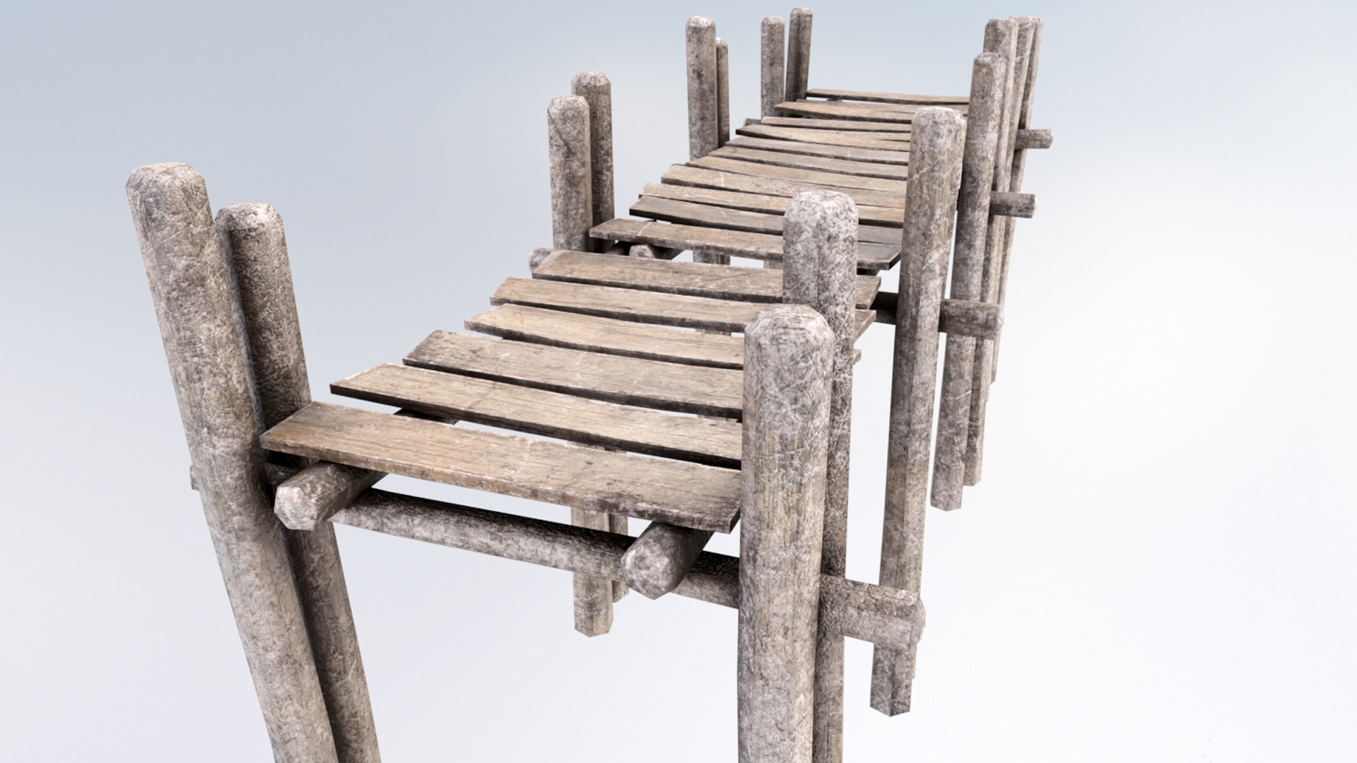 Wood Pier Low-poly 3D model_2