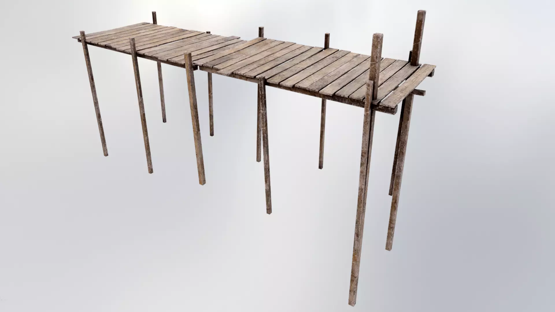 Wood Pier Low-poly 3D model_0