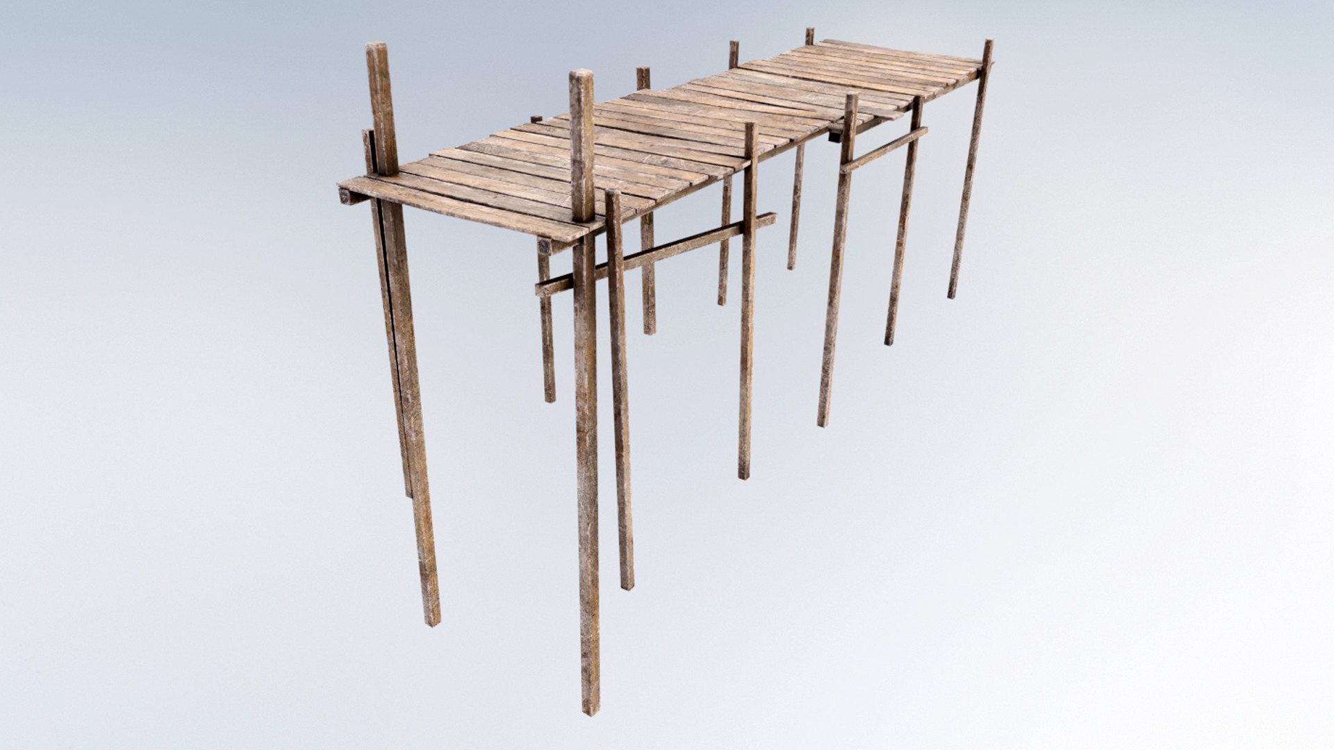 Wood Pier Low-poly 3D model_1