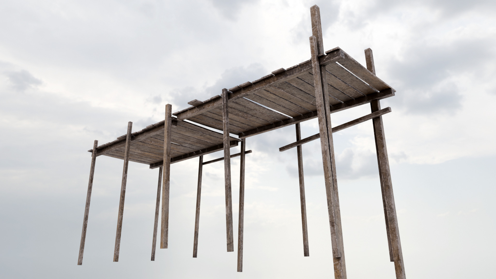 Wood Pier Low-poly 3D model_3