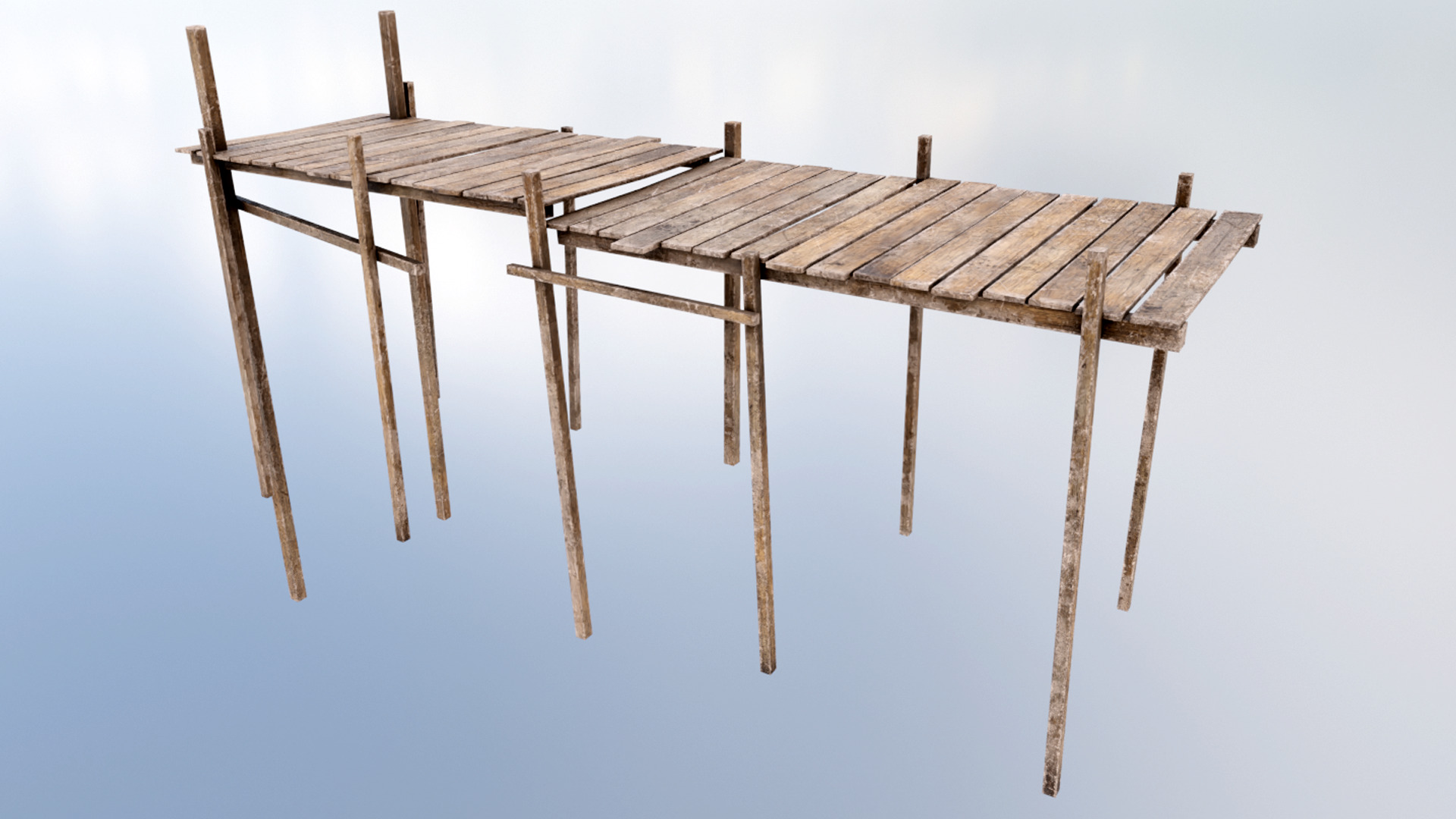 Wood Pier Low-poly 3D model_2