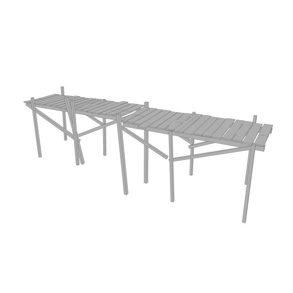 Wooden Pier Low-poly 3D model_4
