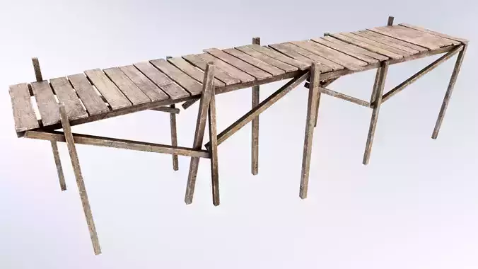 Wooden Pier Low-poly 3D model