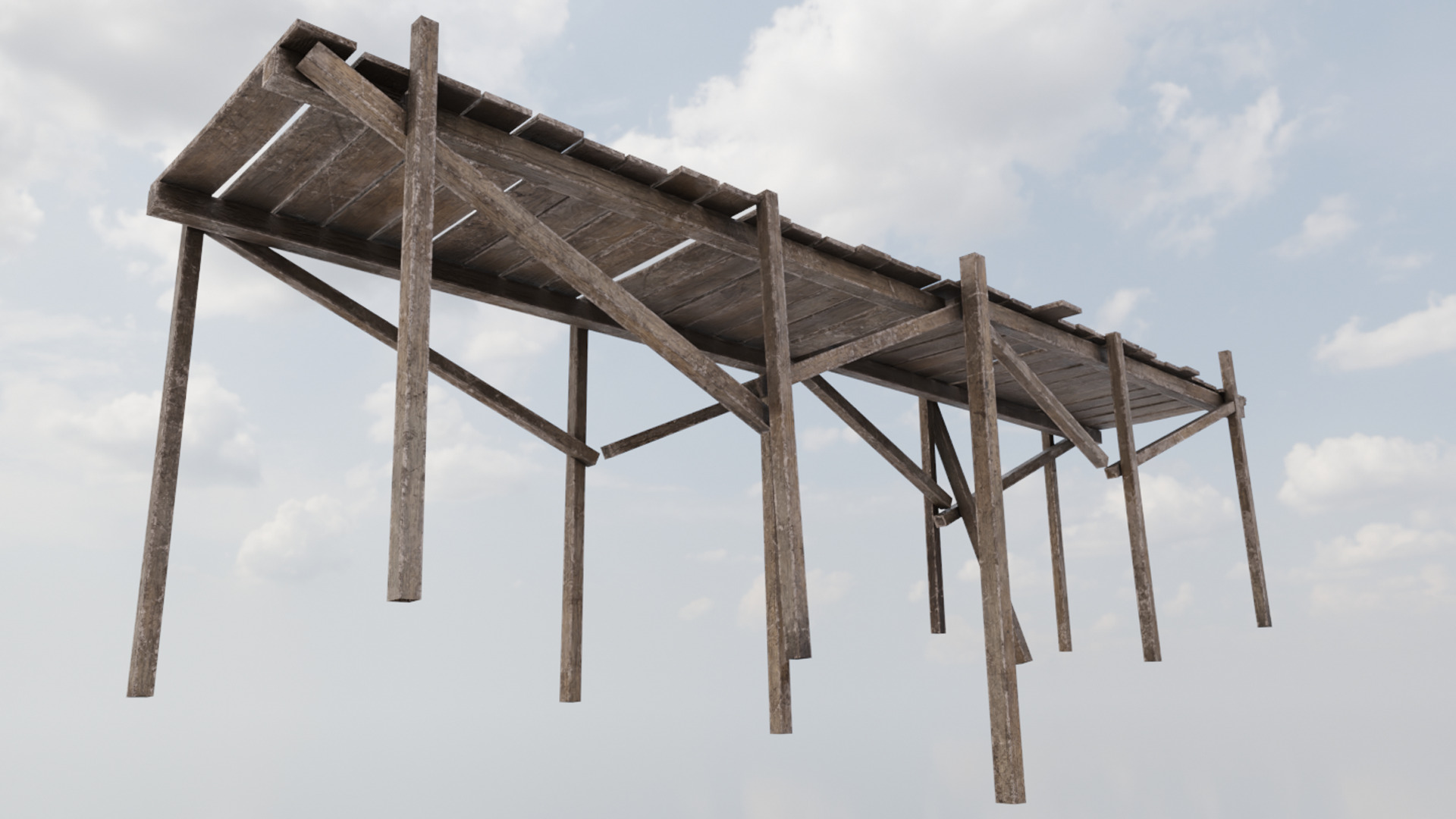 Wooden Pier Low-poly 3D model_3