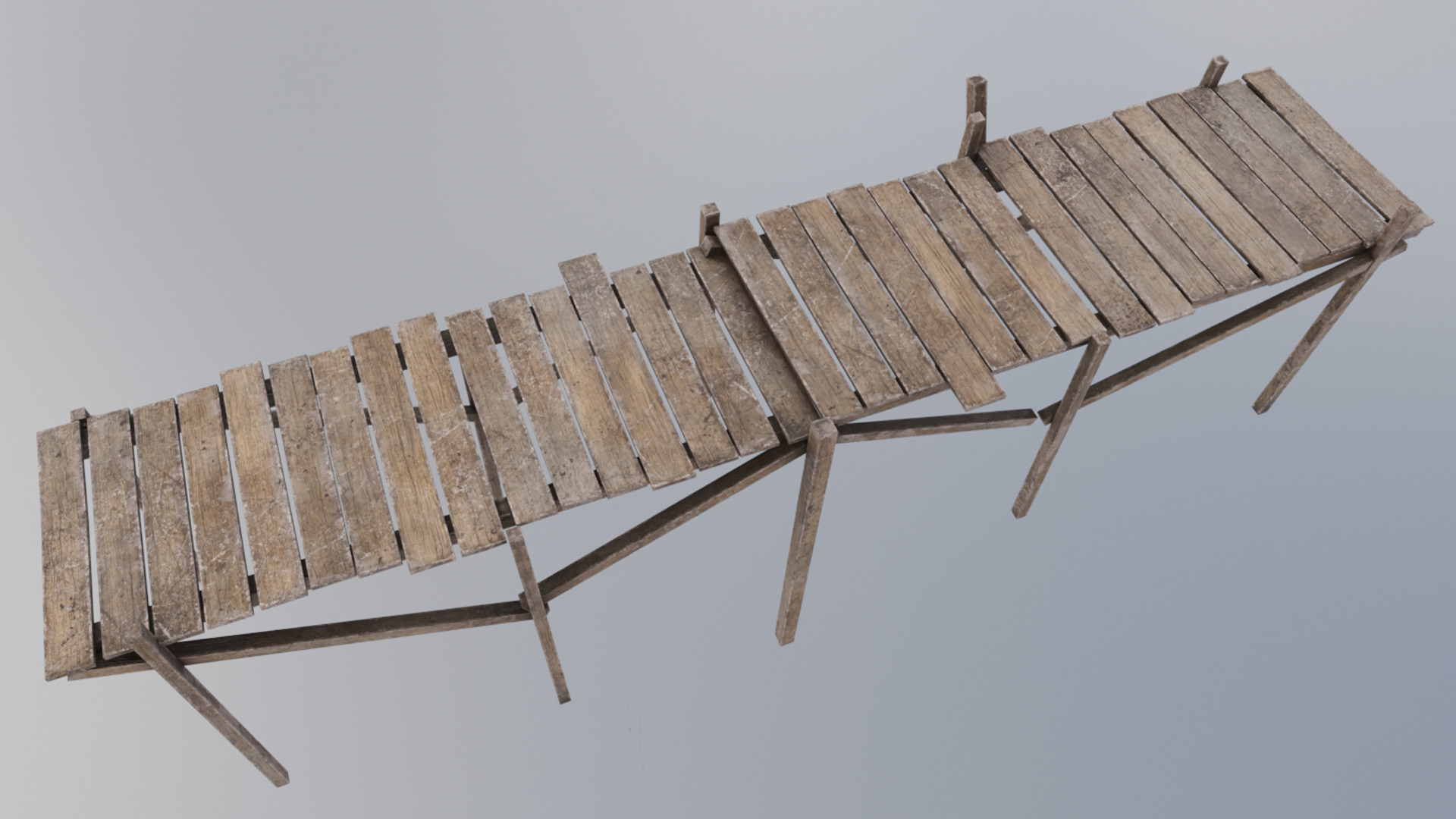 Wooden Pier Low-poly 3D model_2