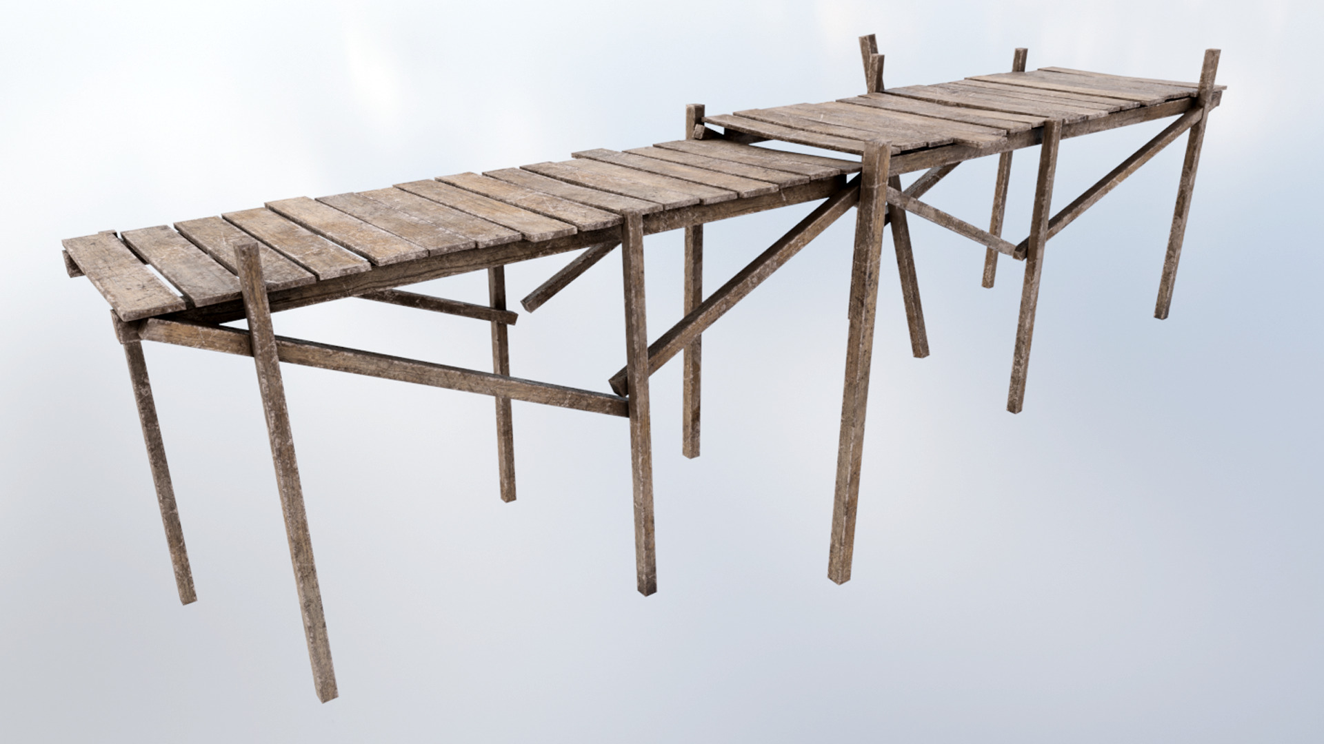 Wooden Pier Low-poly 3D model_1