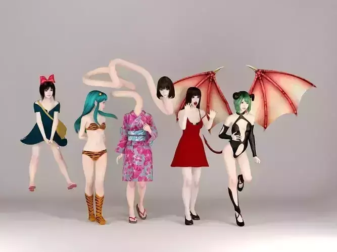 Halloween girls set 01 3D model