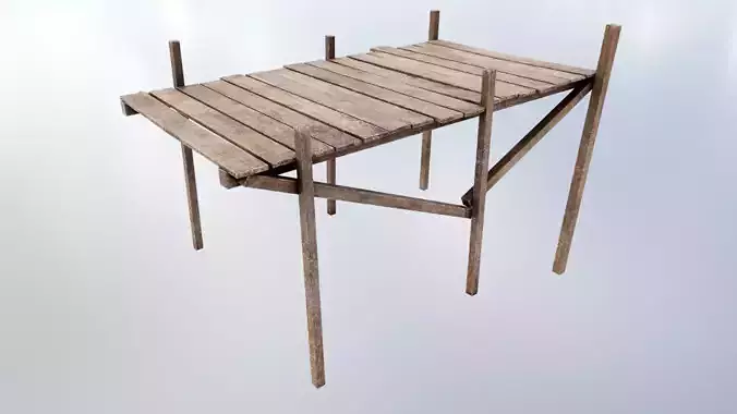 Wood Pier Low-poly 3D model