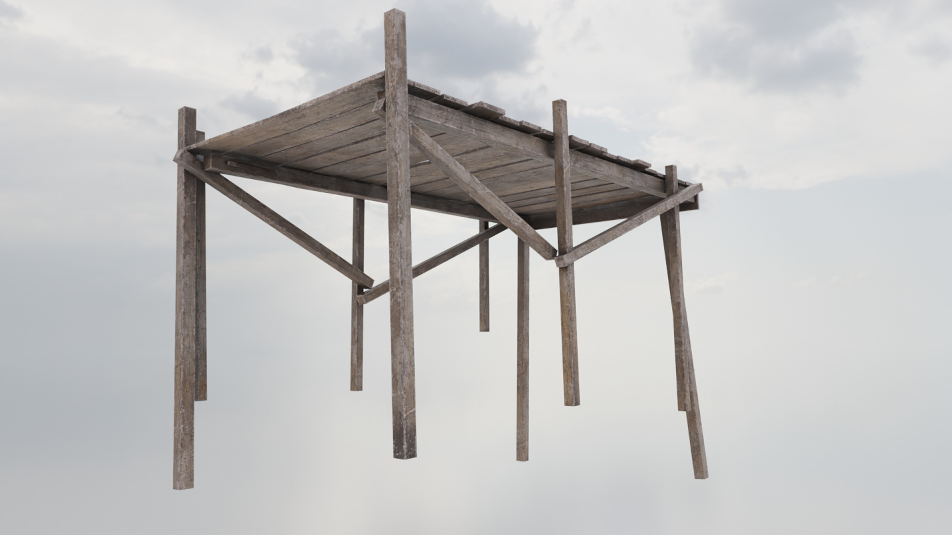 Wooden Pier Low-poly 3D model_3