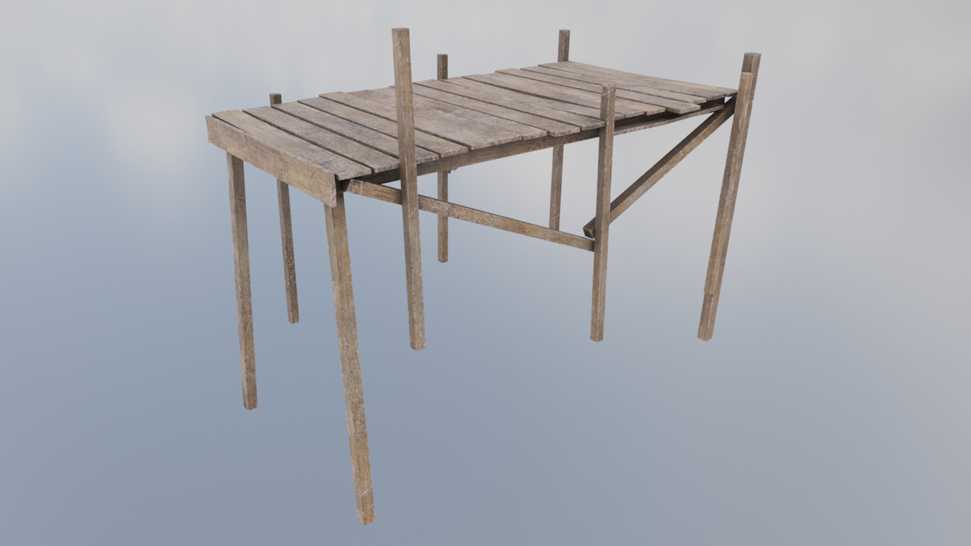 Wooden Pier Low-poly 3D model_1