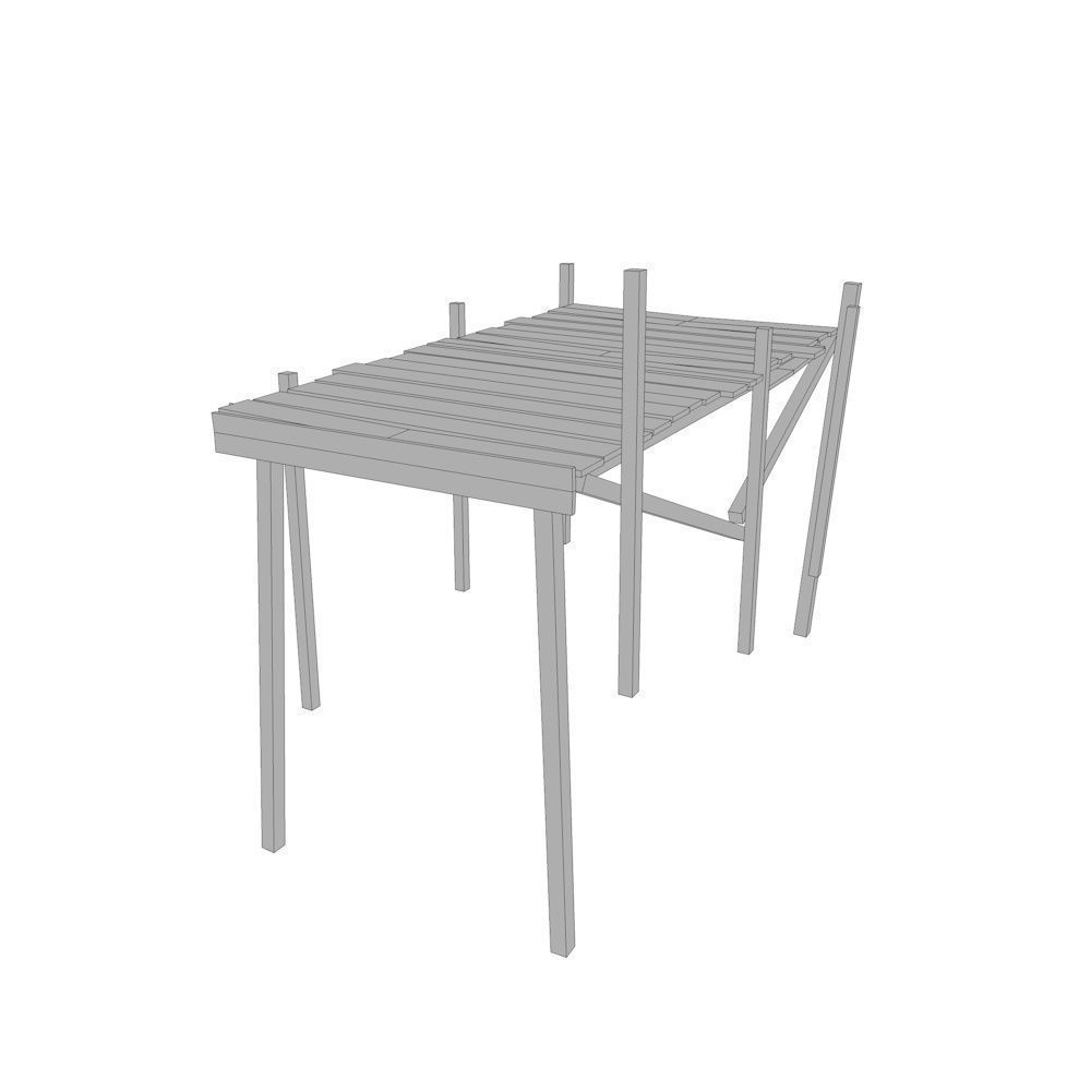 Wooden Pier Low-poly 3D model_4