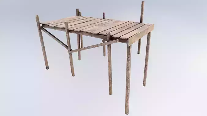 Wooden Pier Low-poly 3D model
