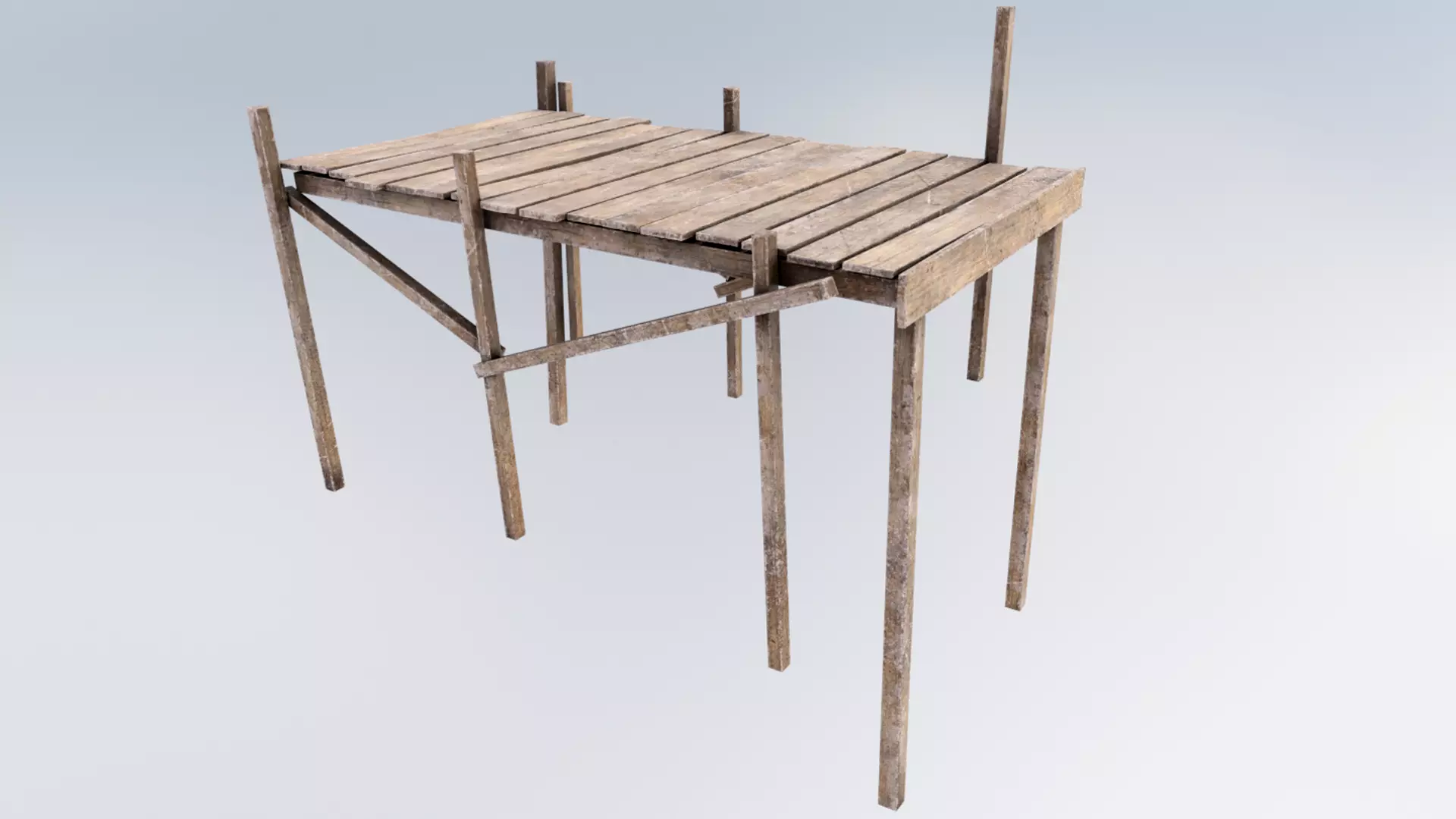 Wooden Pier Low-poly 3D model_0
