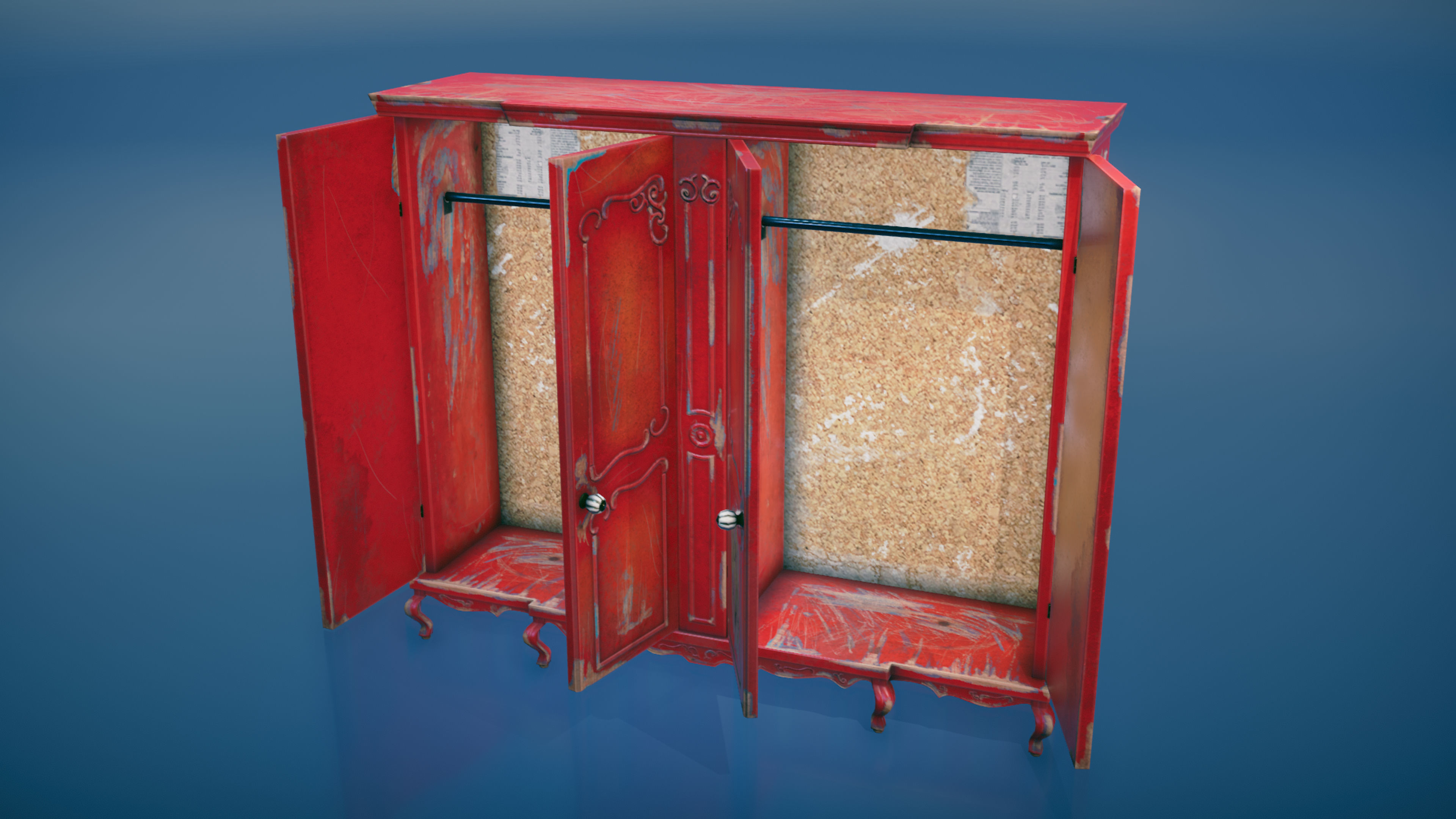 Vintage Closet Low-poly 3D model_4