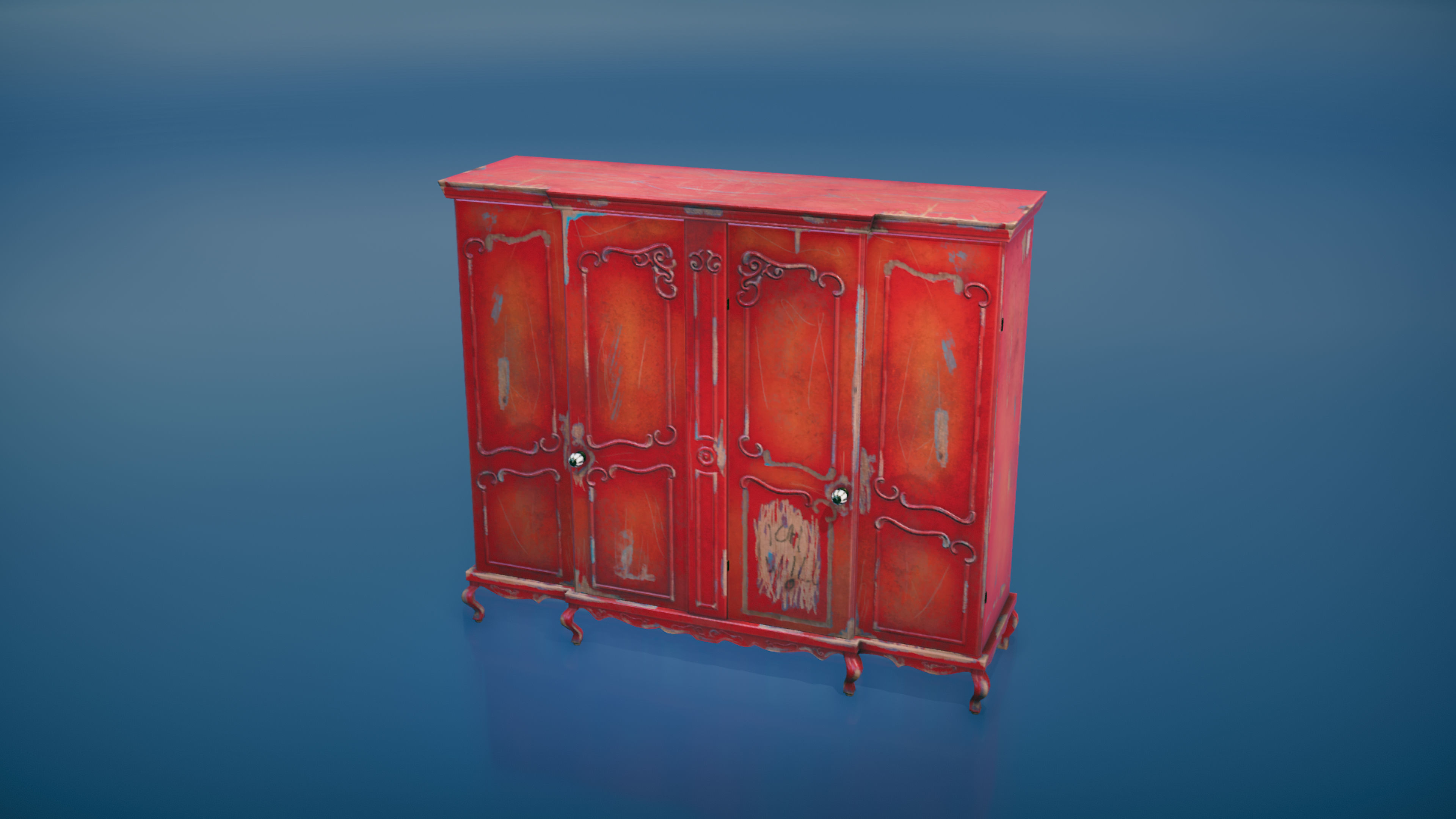Vintage Closet Low-poly 3D model_2