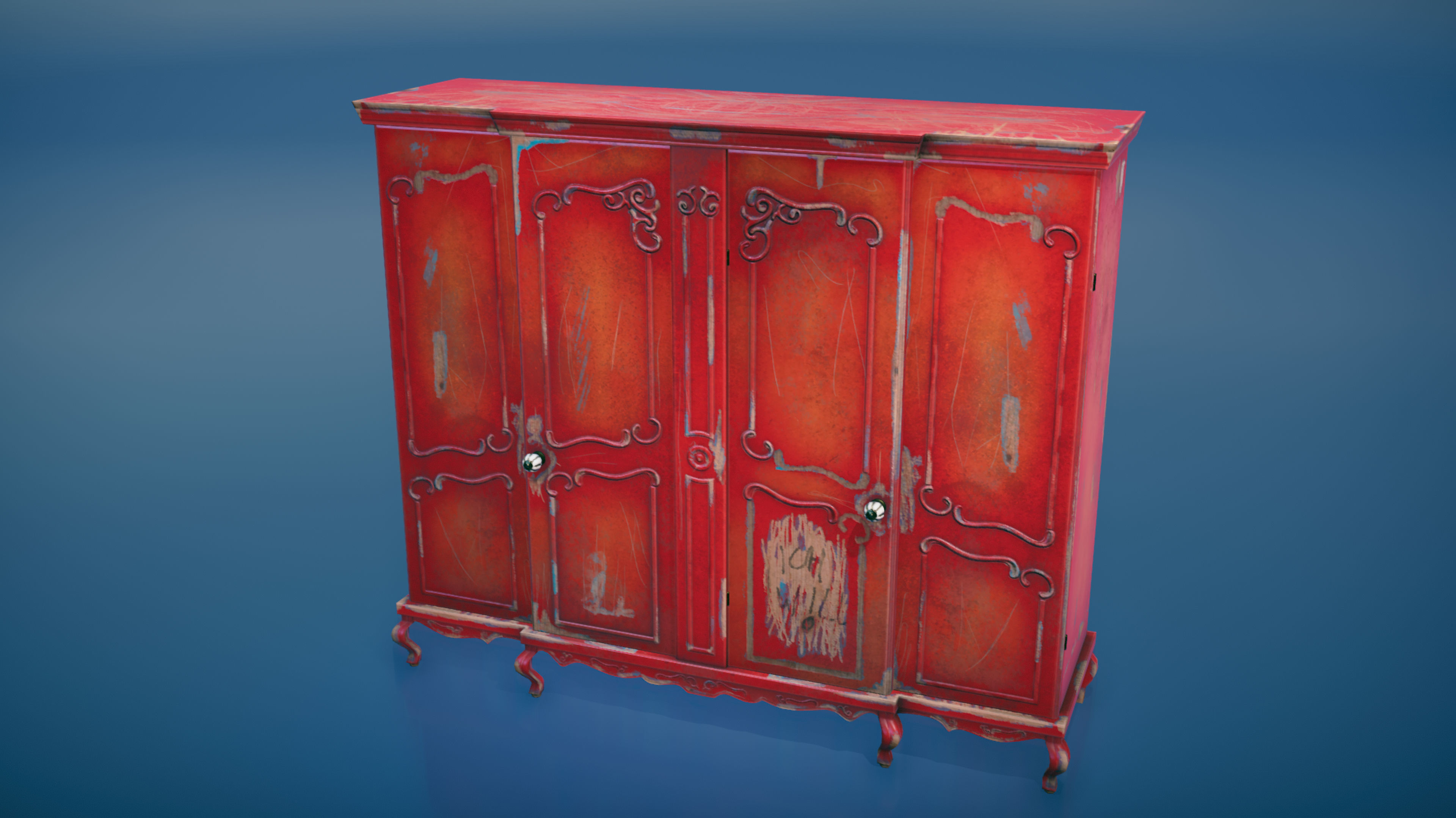Vintage Closet Low-poly 3D model_1