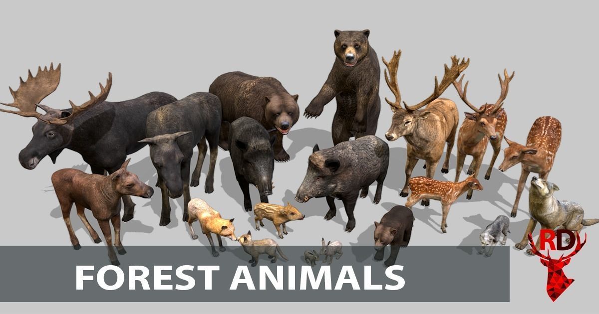 Forest animals 1 Low-poly 3D model_1