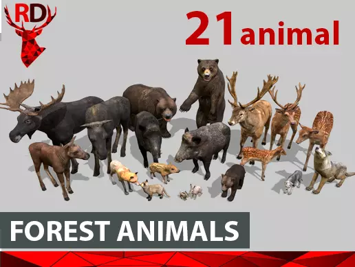 Forest animals 1 Low-poly 3D model_0