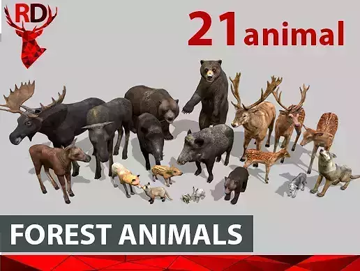 Forest animals 1 Low-poly 3D model