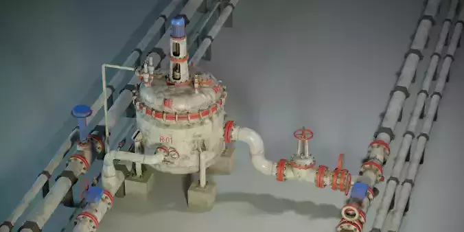 Industrial Agitated Reactor PBR Game Ready Low-poly 3D model