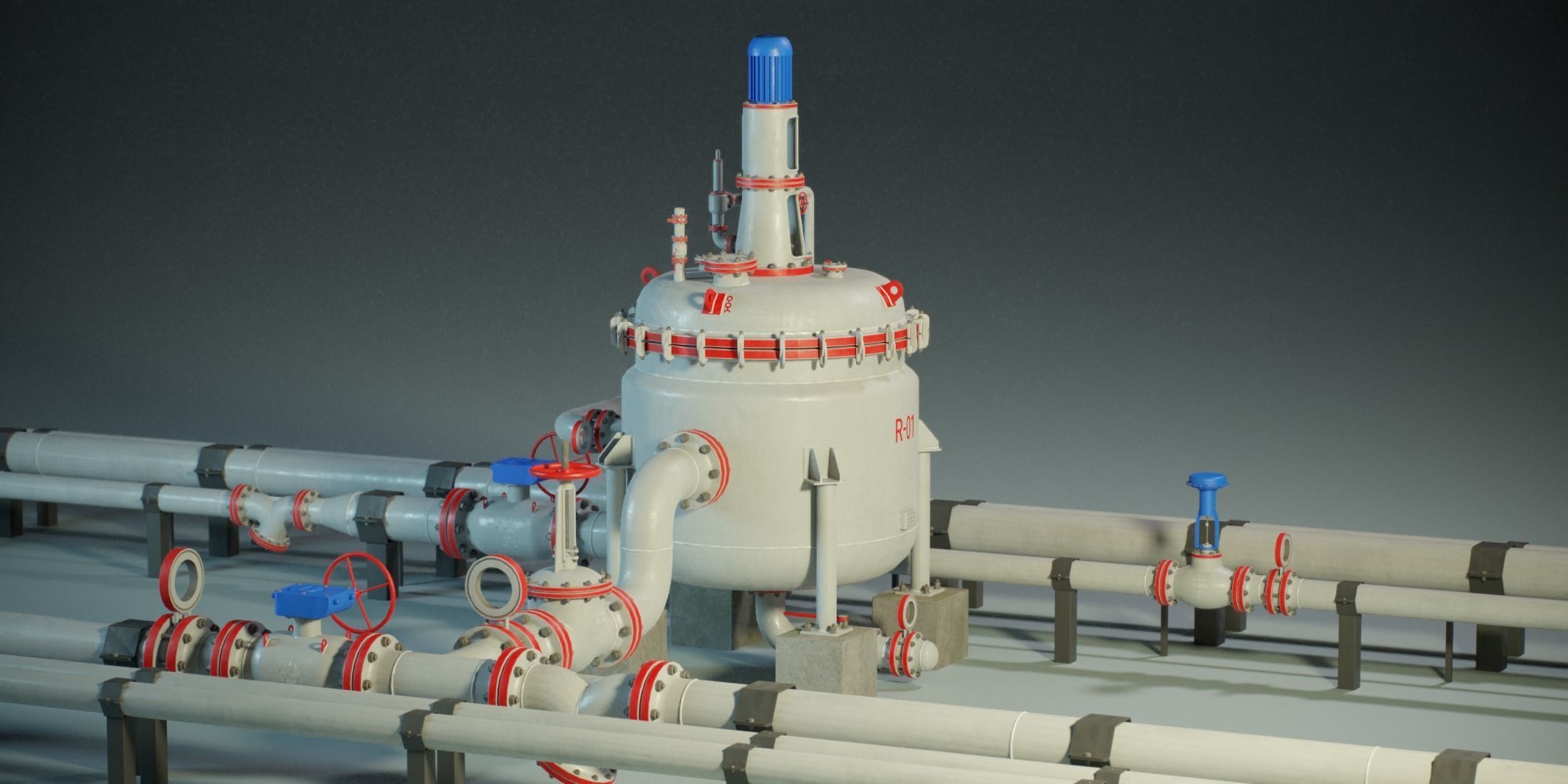 Industrial Agitated Reactor PBR Game Ready Low-poly 3D model_3