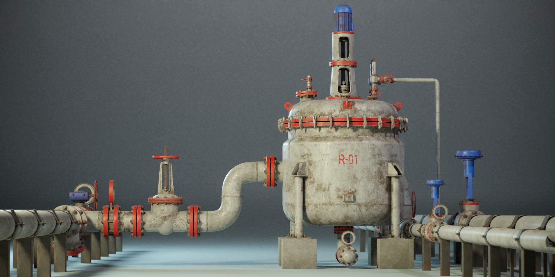 Industrial Agitated Reactor PBR Game Ready Low-poly 3D model_4