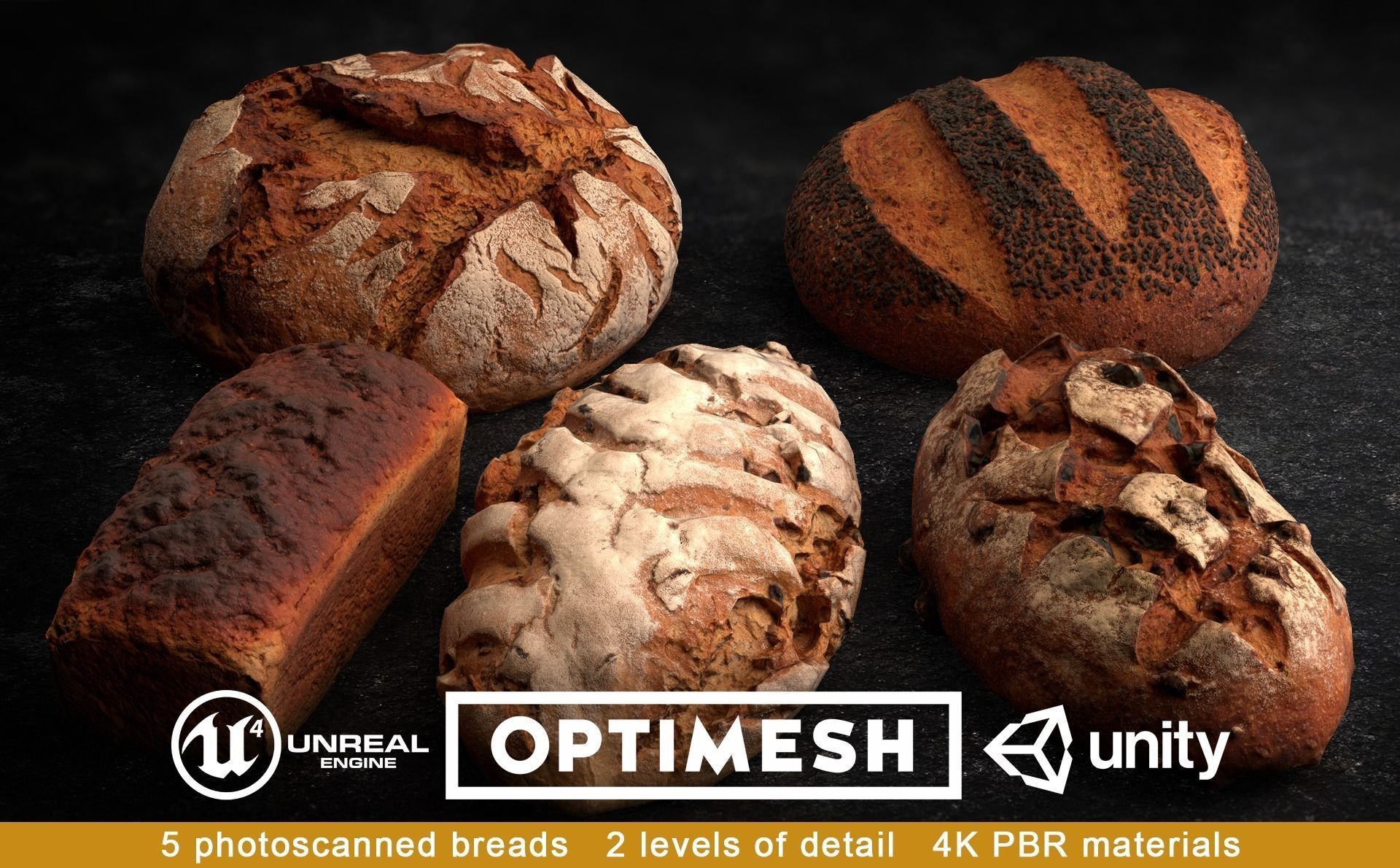 Bread 3D PBR Pack Low-poly 3D model_0