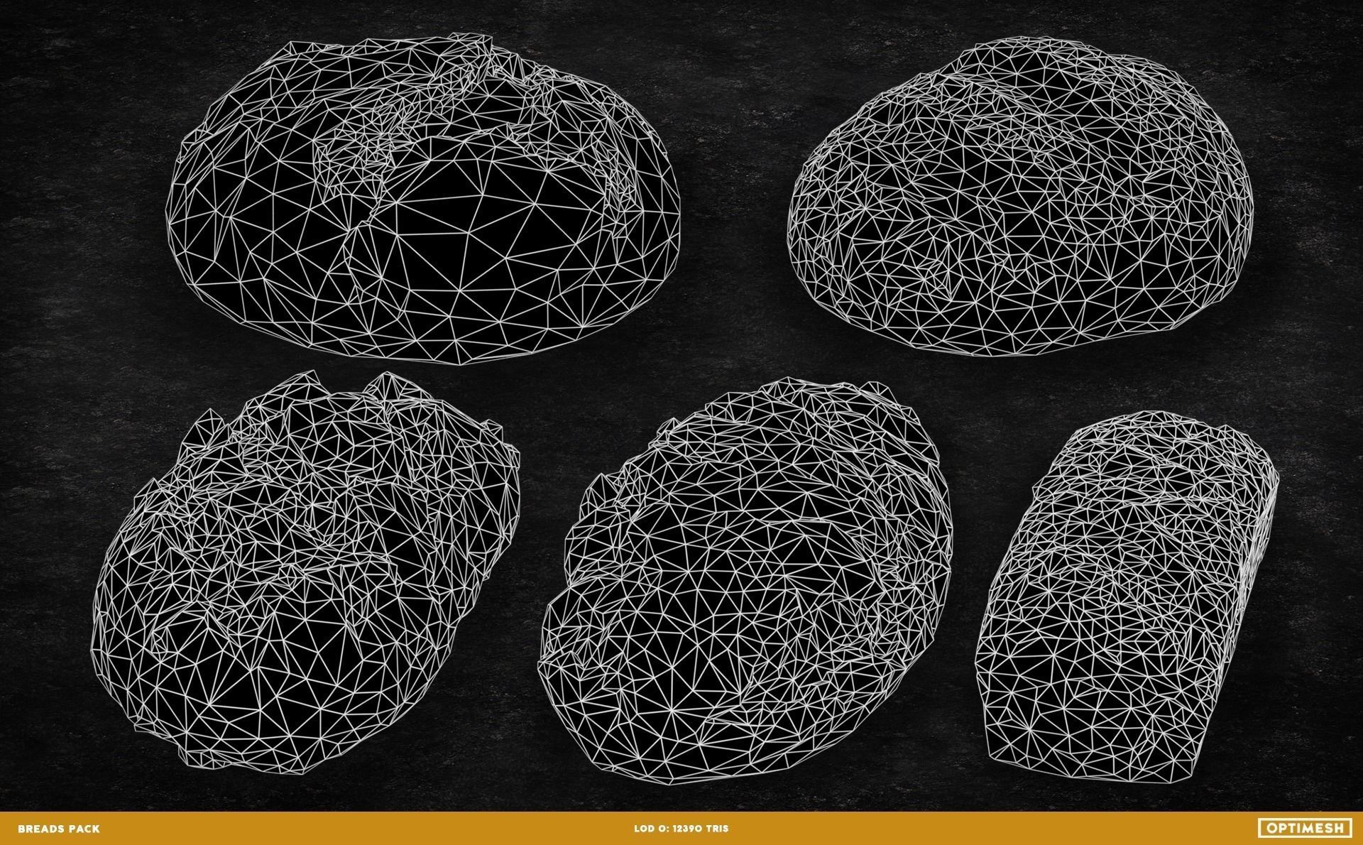 Bread 3D PBR Pack Low-poly 3D model_6