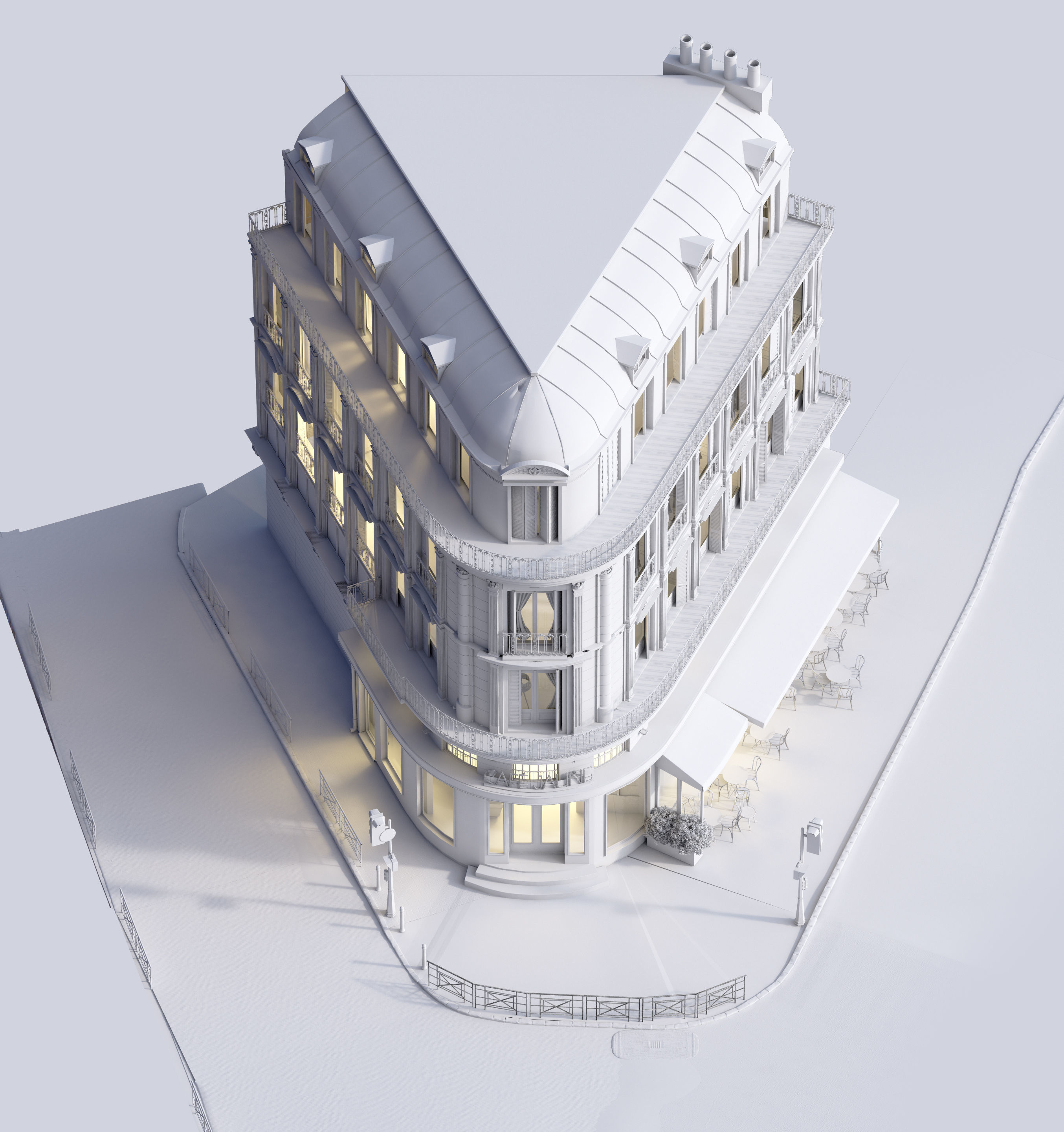 Cafe Jaune - European Architecture 3D model_2